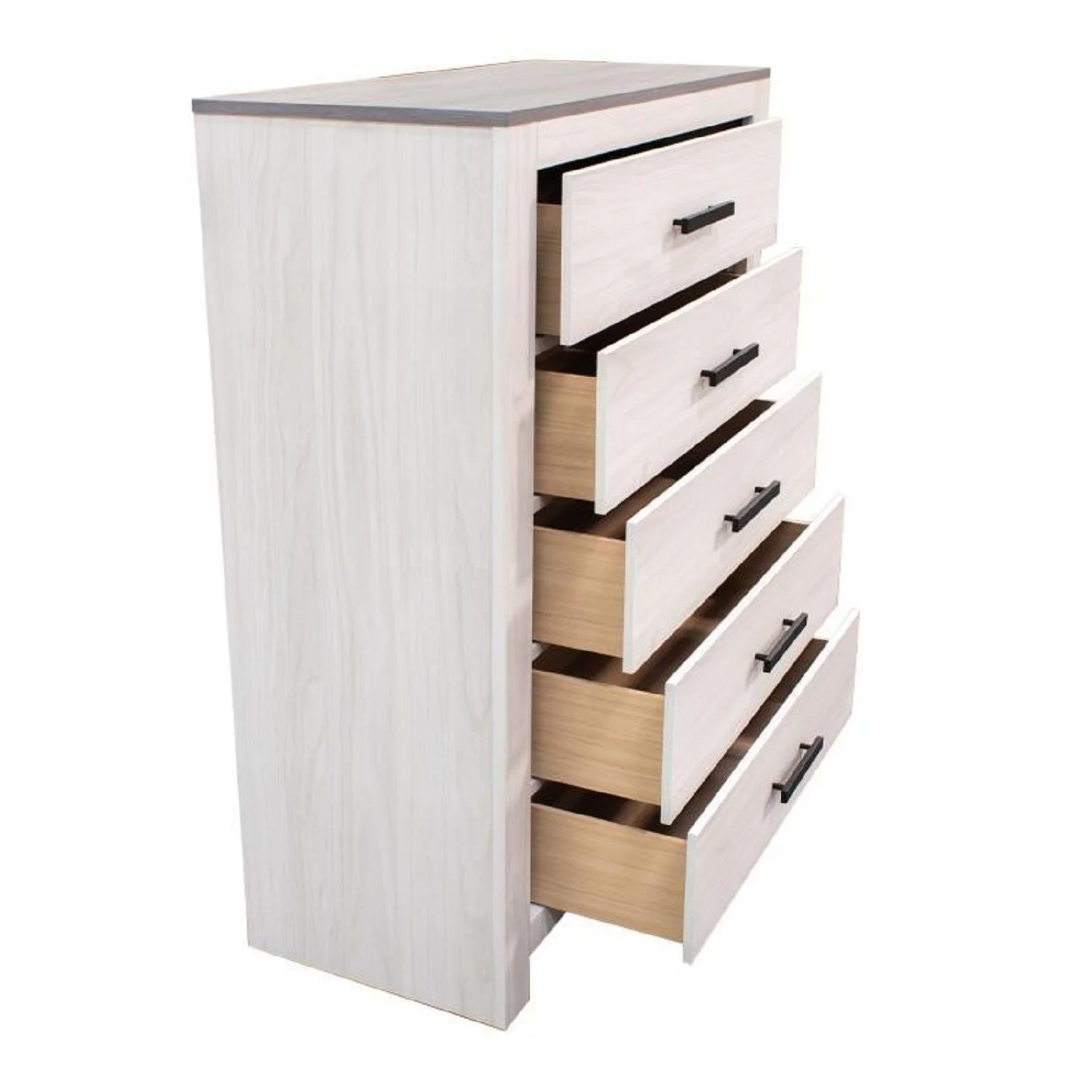 1 Piece Chest 2 Tone Sleek Bar Bedroom Furniture - White - Image 5
