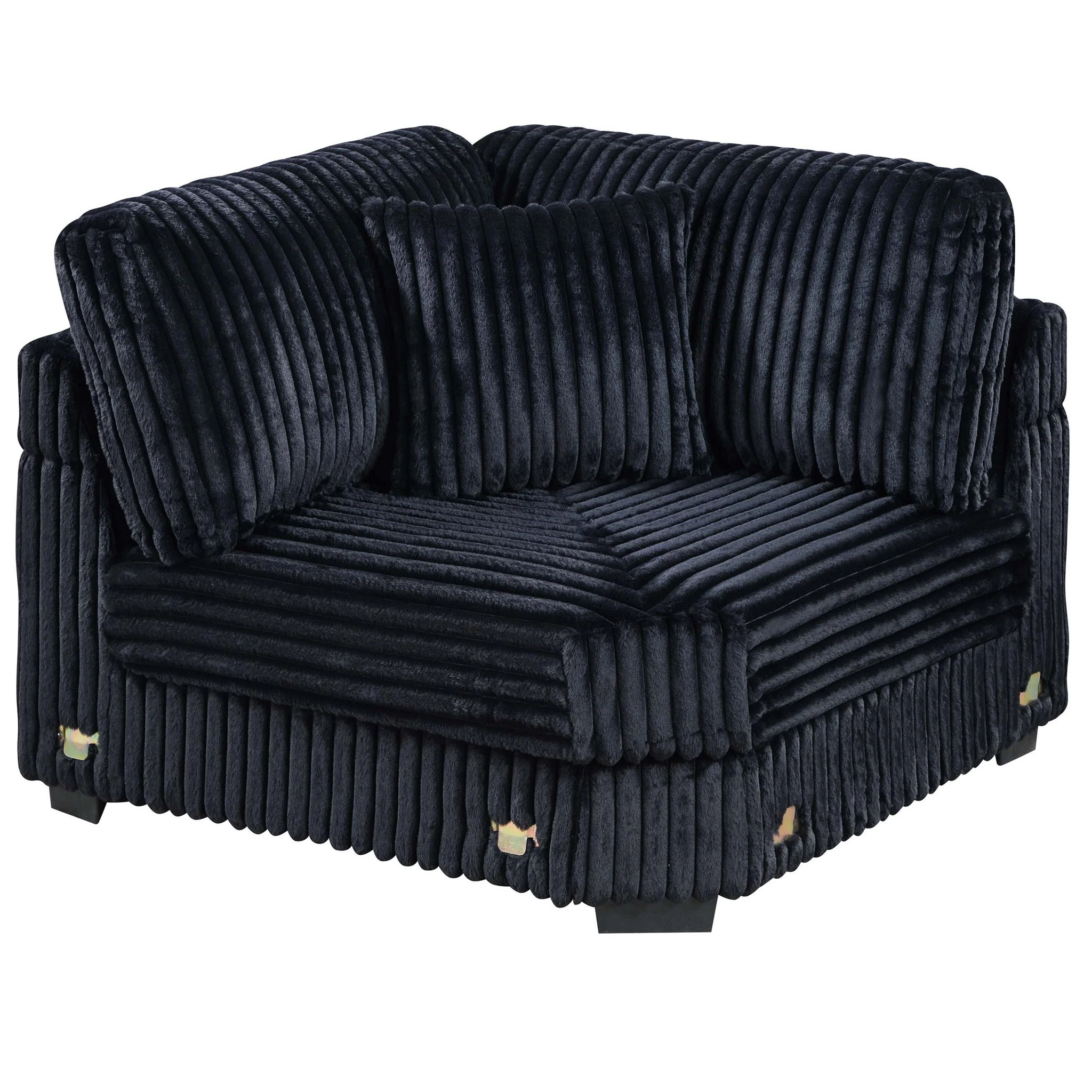 1 Piece Corner Wedge Only Texture Upholstered Modular Living Room Furniture - Black