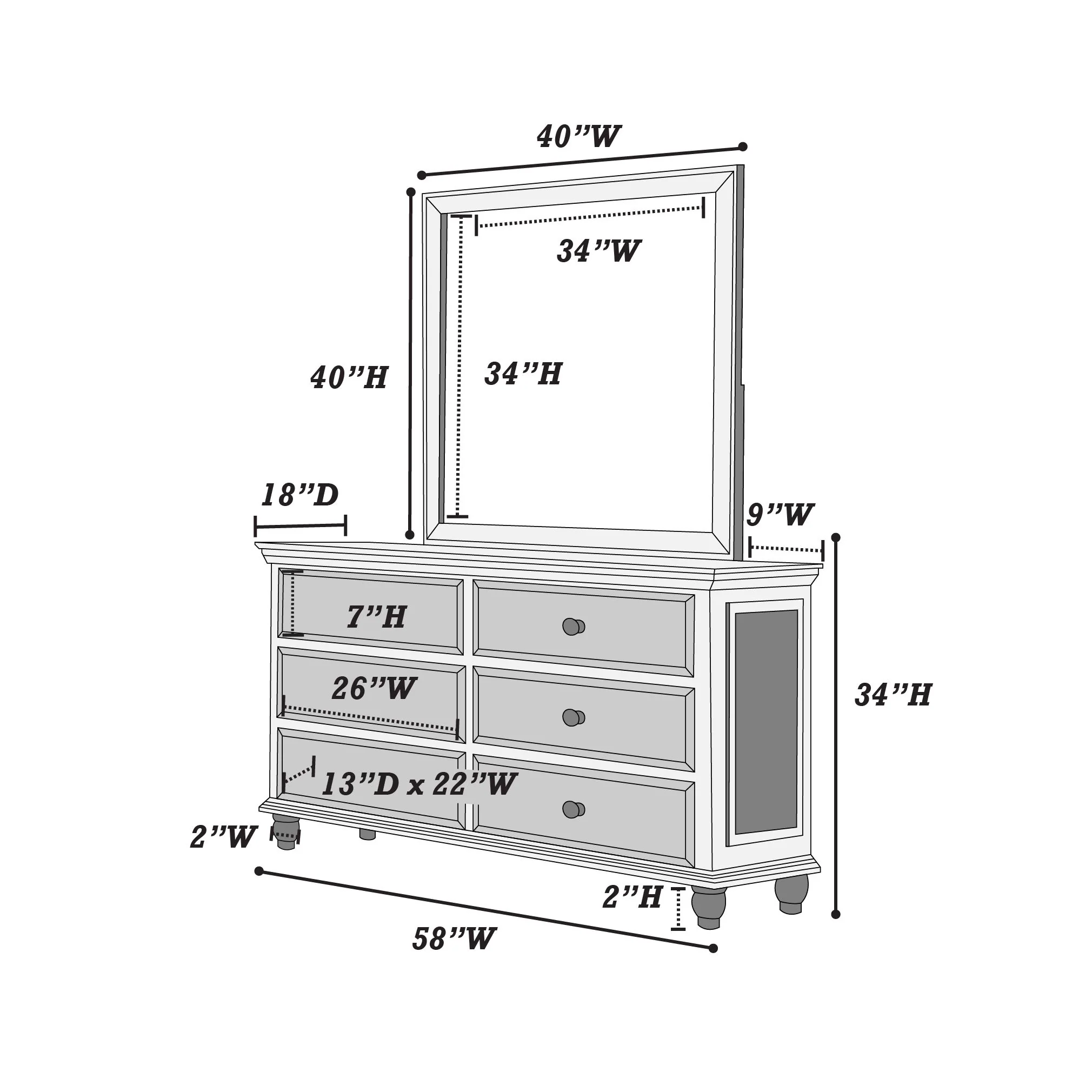 1 Piece Dresser Bedroom Furniture - White - Image 4