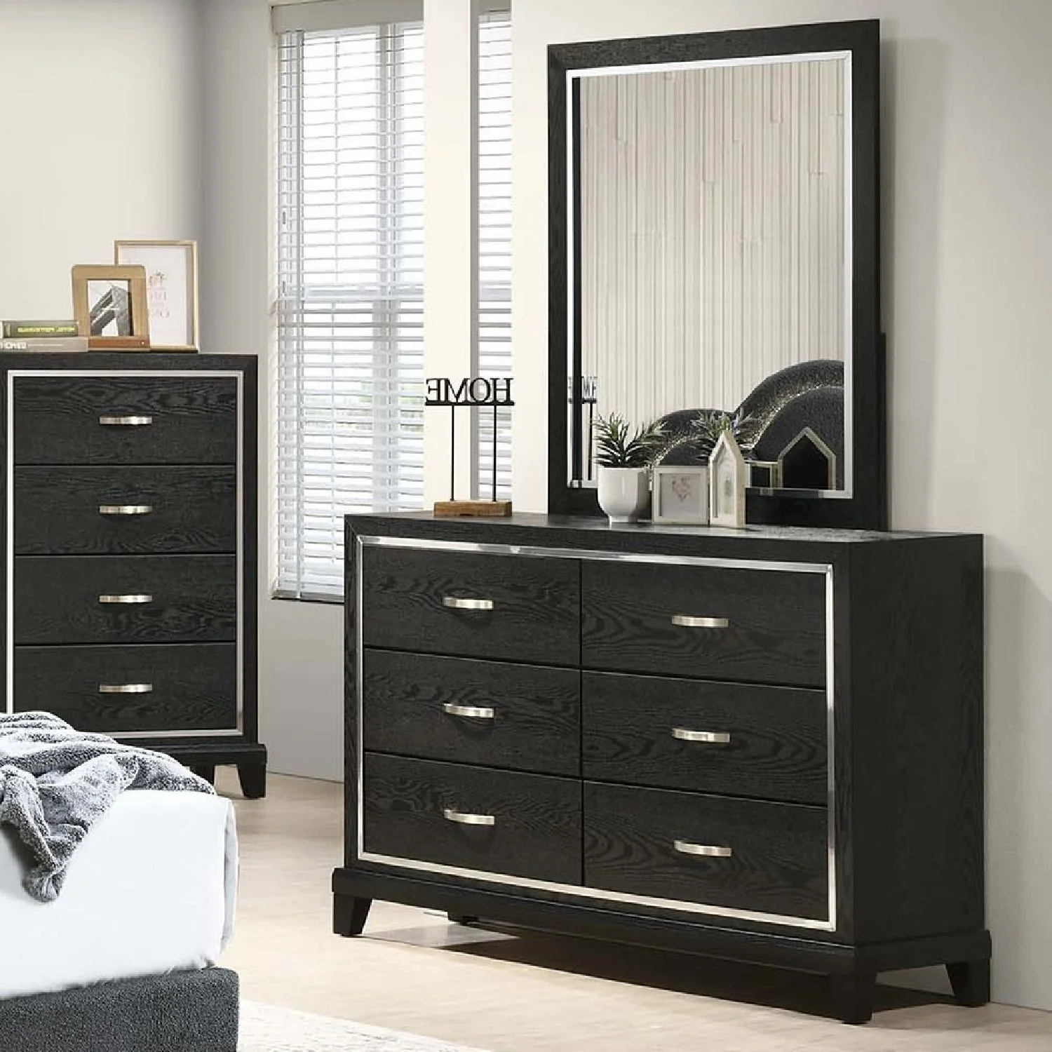 1 Piece Dresser With Tapered Legs Furniture - Black - Image 2