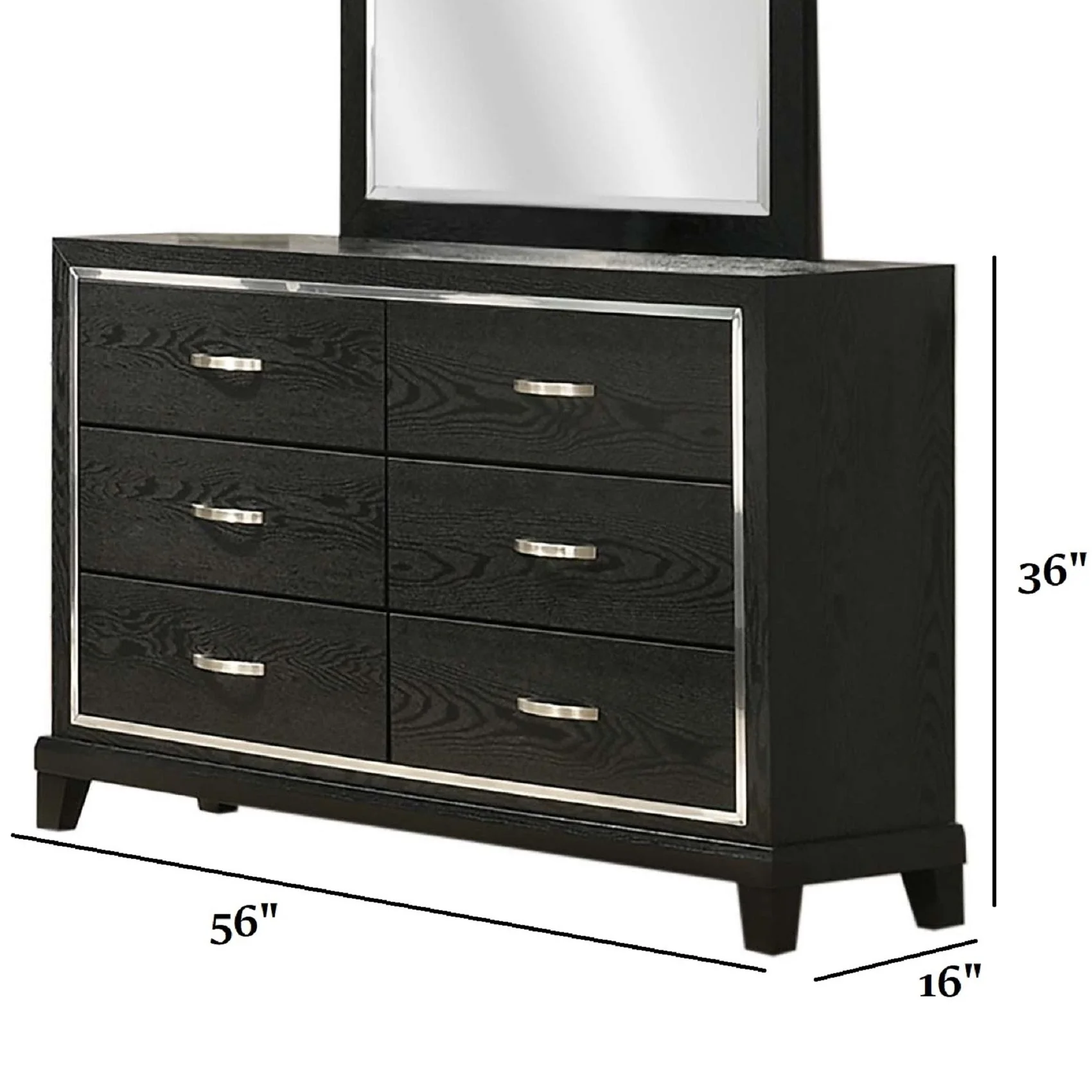 1 Piece Dresser With Tapered Legs Furniture - Black - Image 3