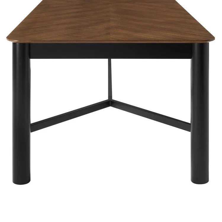 110 Inch Walnut Chevron Wood Dining Table - Image 4