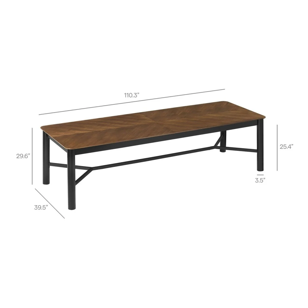 110 Inch Walnut Chevron Wood Dining Table - Image 7