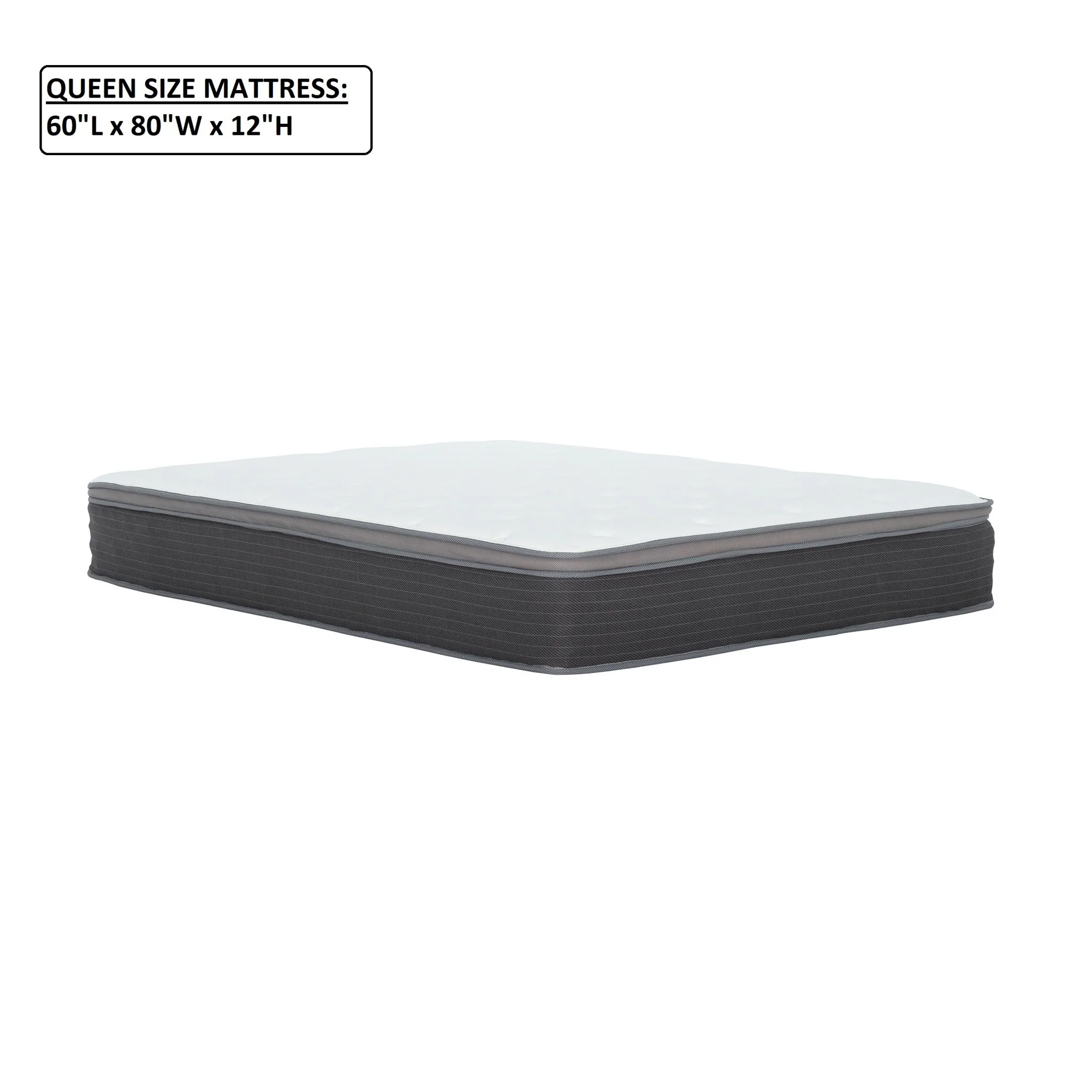 12'' Hybrid Mattress In A Box, Plush Gel Memory Foam Mattress Top With Pocket Coil Base - Gray / White - Queen - Image 4