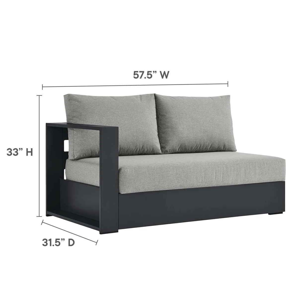 123" 3-Piece Gray Aluminum Outdoor Patio Right-Facing Chaise Sectional with Cushions - Image 11