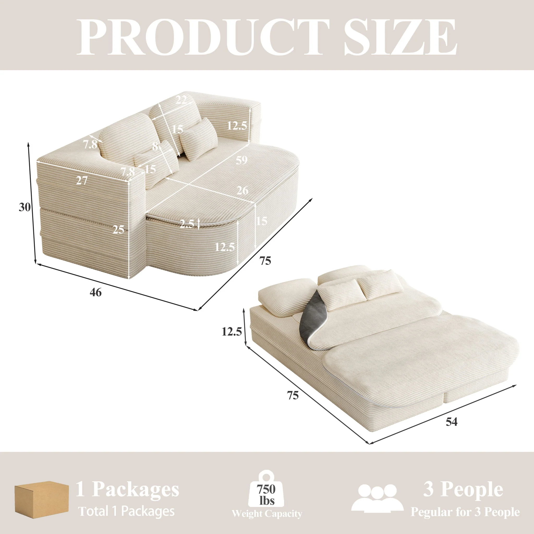 2 In 1 Foldable Sofa Bed With Multi Functional Blanket - Image 16