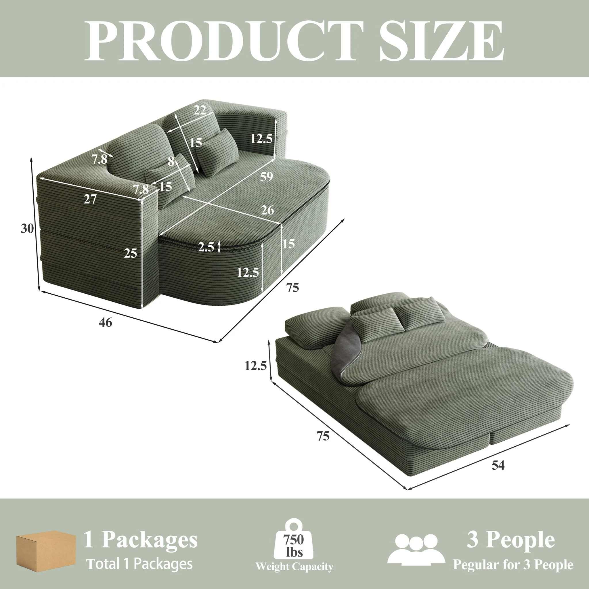2 In 1 Foldable Sofa Bed With Multi Functional Blanket - Image 24