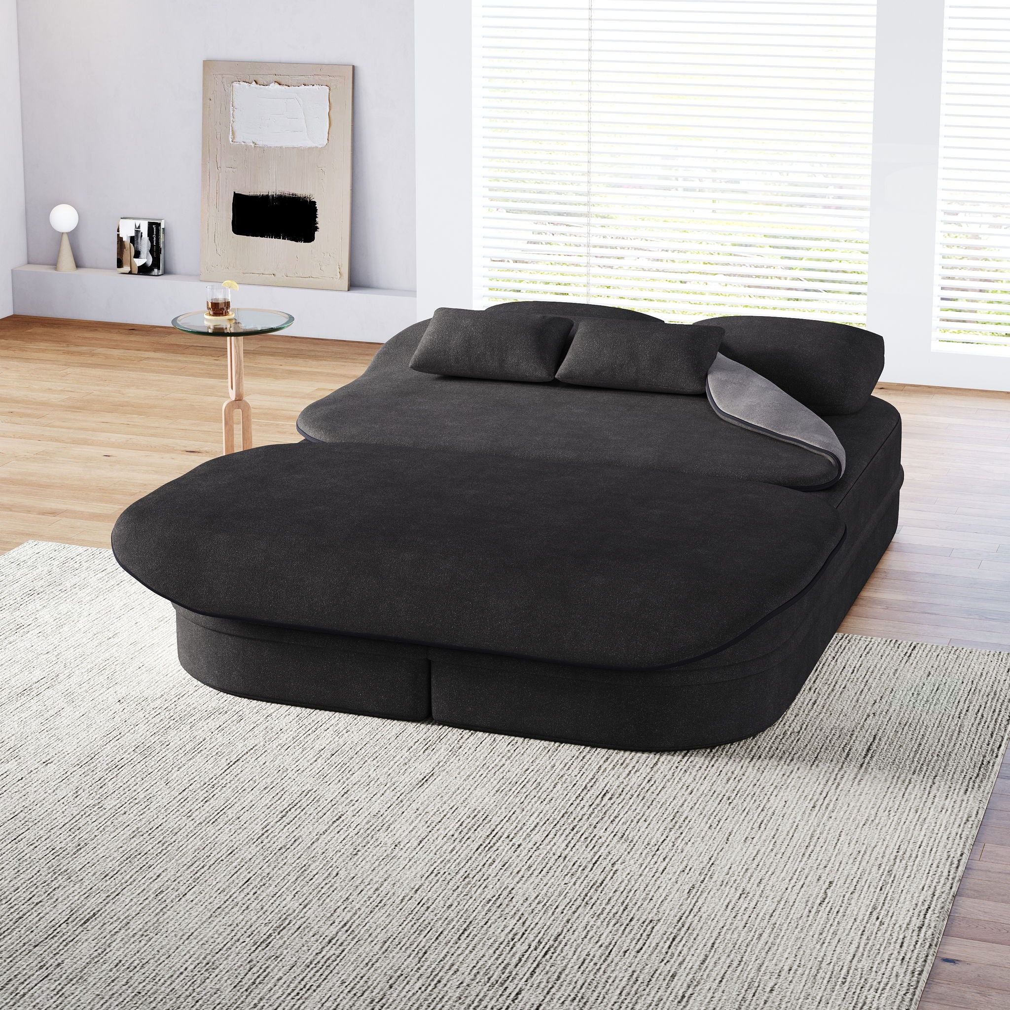 2 In 1 Foldable Sofa Bed With Multi Functional Blanket, Floor Lounge Sofa - Image 34