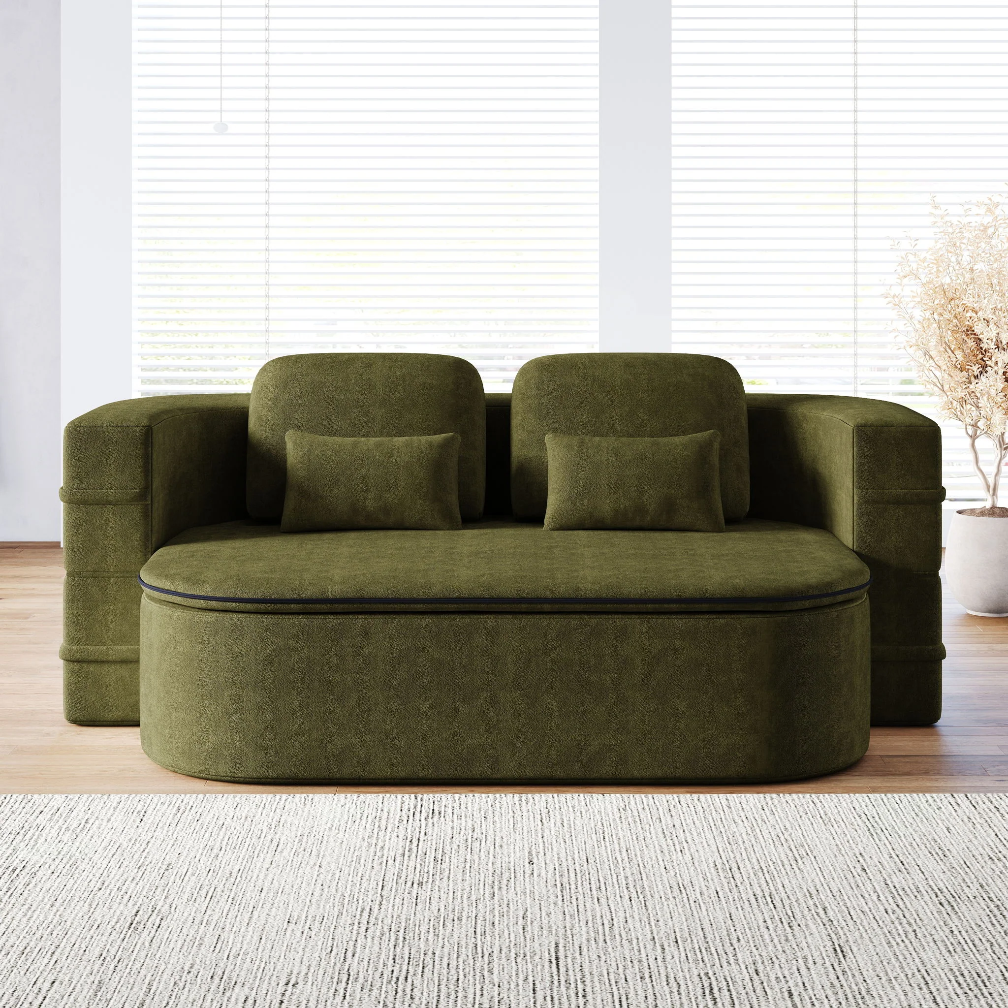 2 In 1 Foldable Sofa Bed With Multi Functional Blanket, Floor Lounge Sofa - Image 7