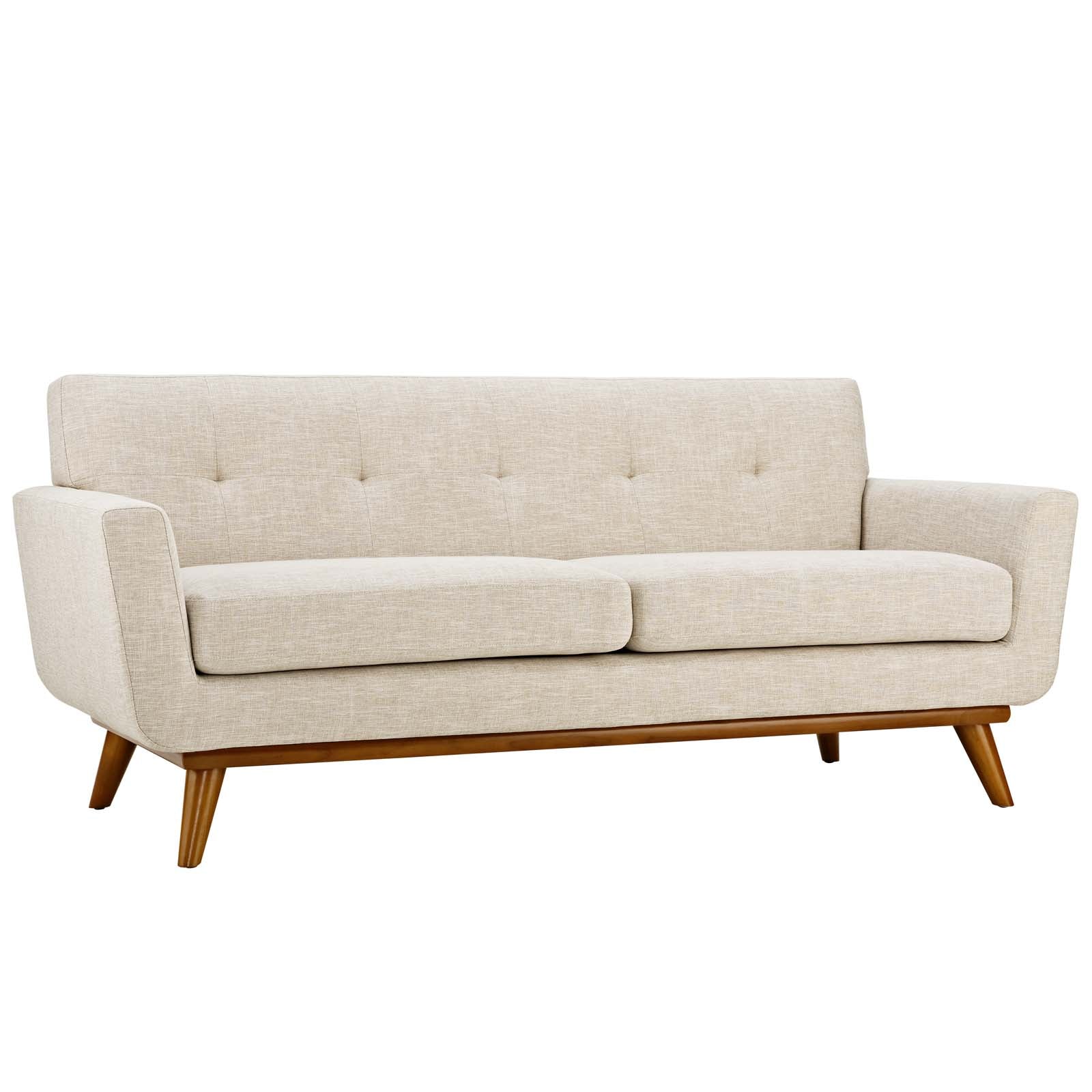 2 Piece 124" Gently Sloping Curved Upholstered Fabric Loveseat and Sofa Set - Image 13