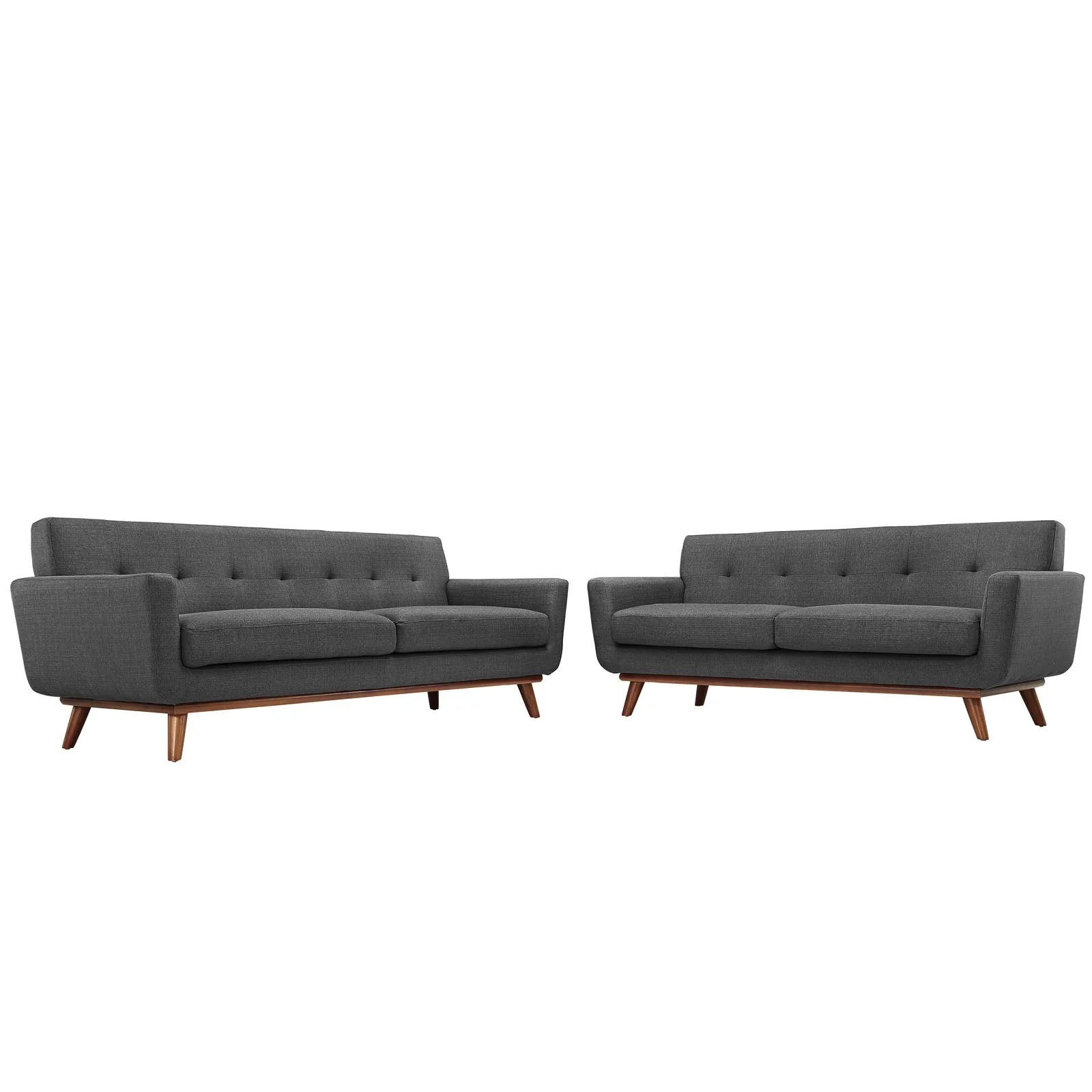 2 Piece 124" Gently Sloping Curved Upholstered Fabric Loveseat and Sofa Set - Image 18