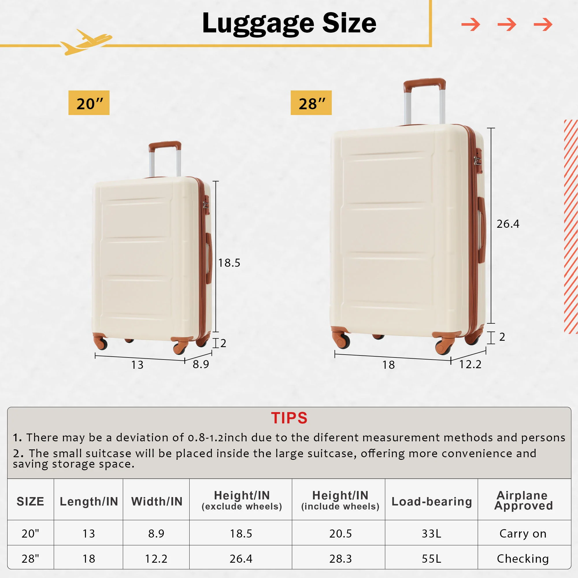 2 Piece Luggage Set With Bags Expanable Spinner Wheels ABS Lightweight Suitcase With Tsa Lock 20" / 28" - Image 17