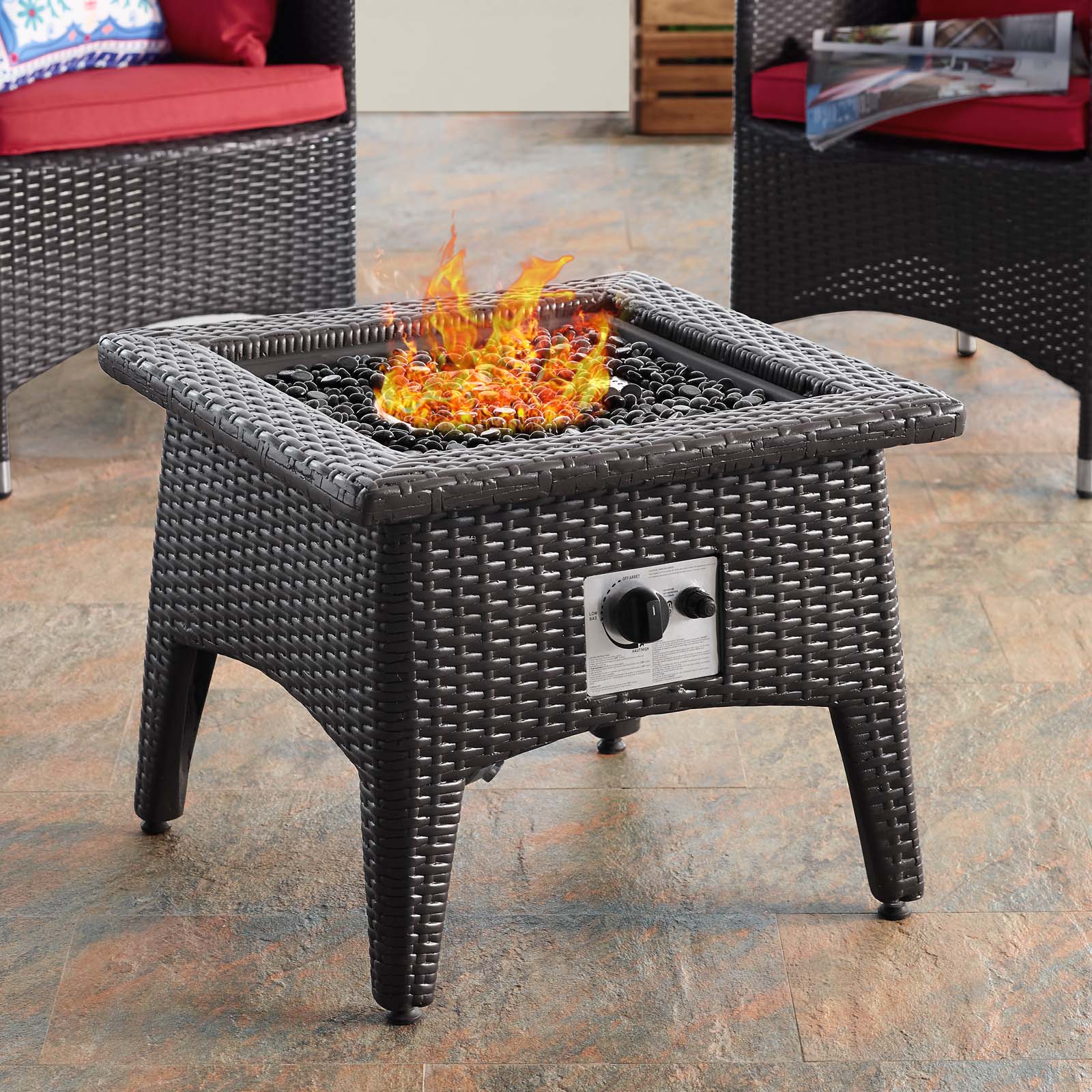 22" Espresso Square Outdoor Patio Fire Pit Table - Image 6