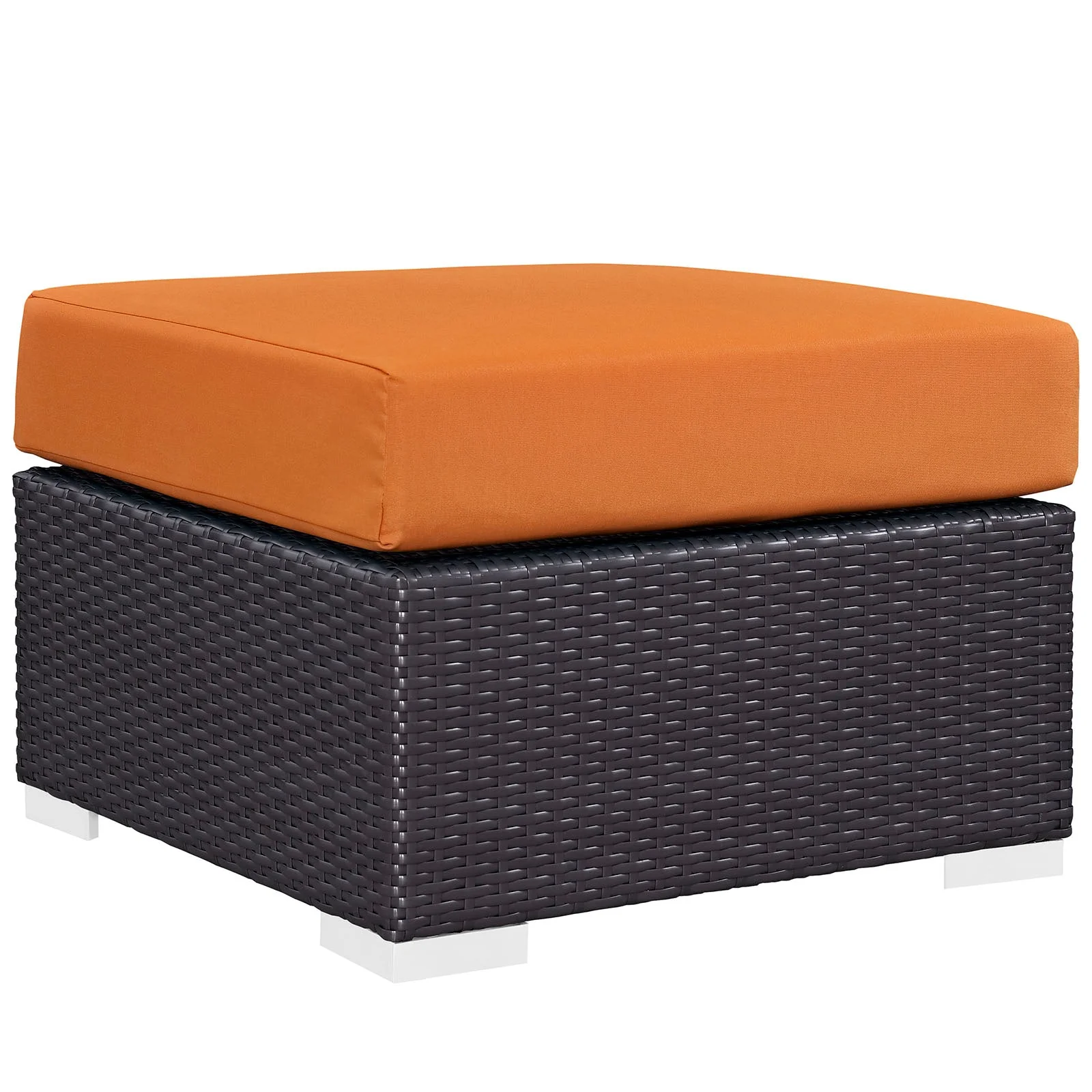25" Outdoor Patio Wicker Square Ottoman for Seating and Footrest, Durable Rattan - Image 13