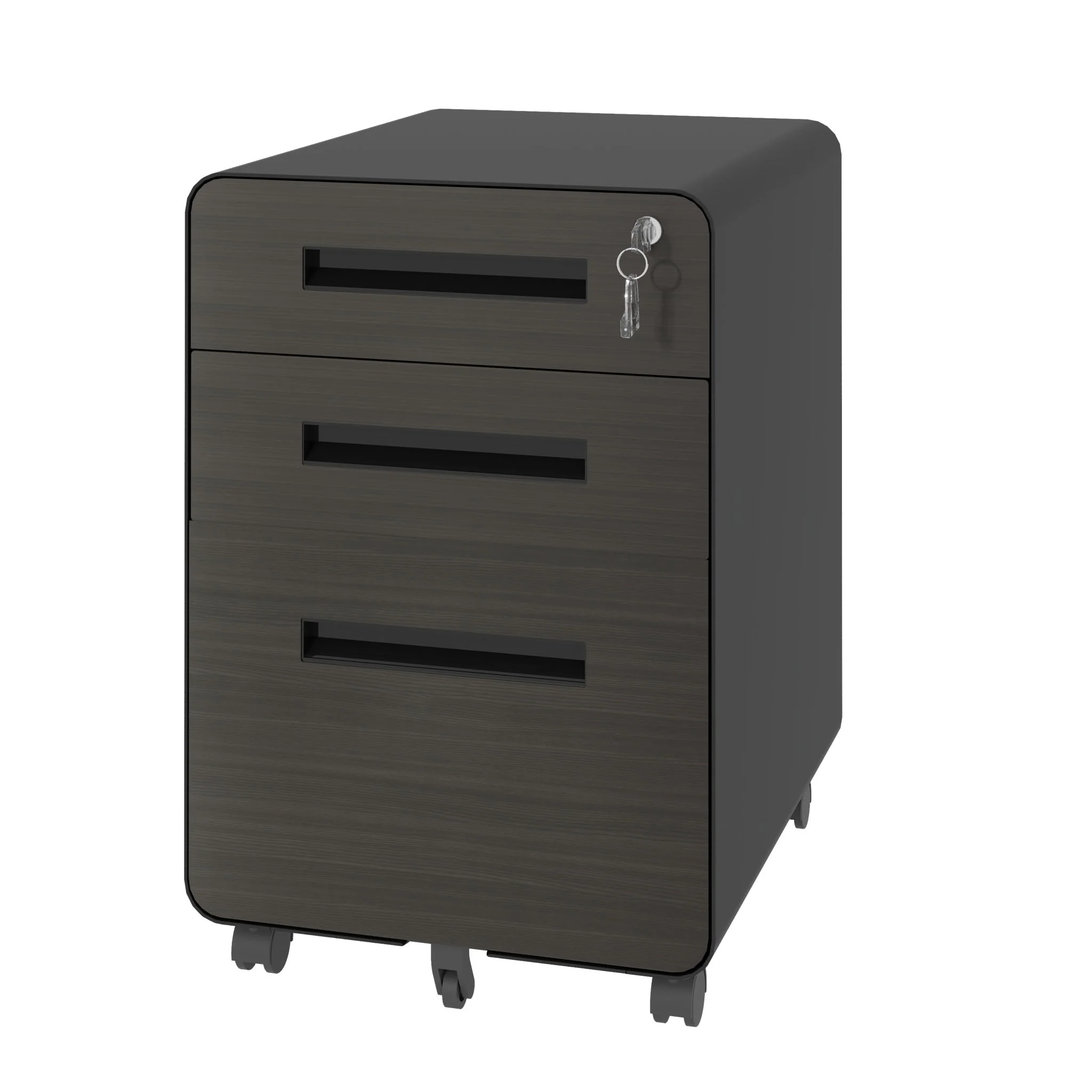 3-Drawer Mobile File Cabinet With Lock, On Casters, Holds A4/Letter Files - Image 16