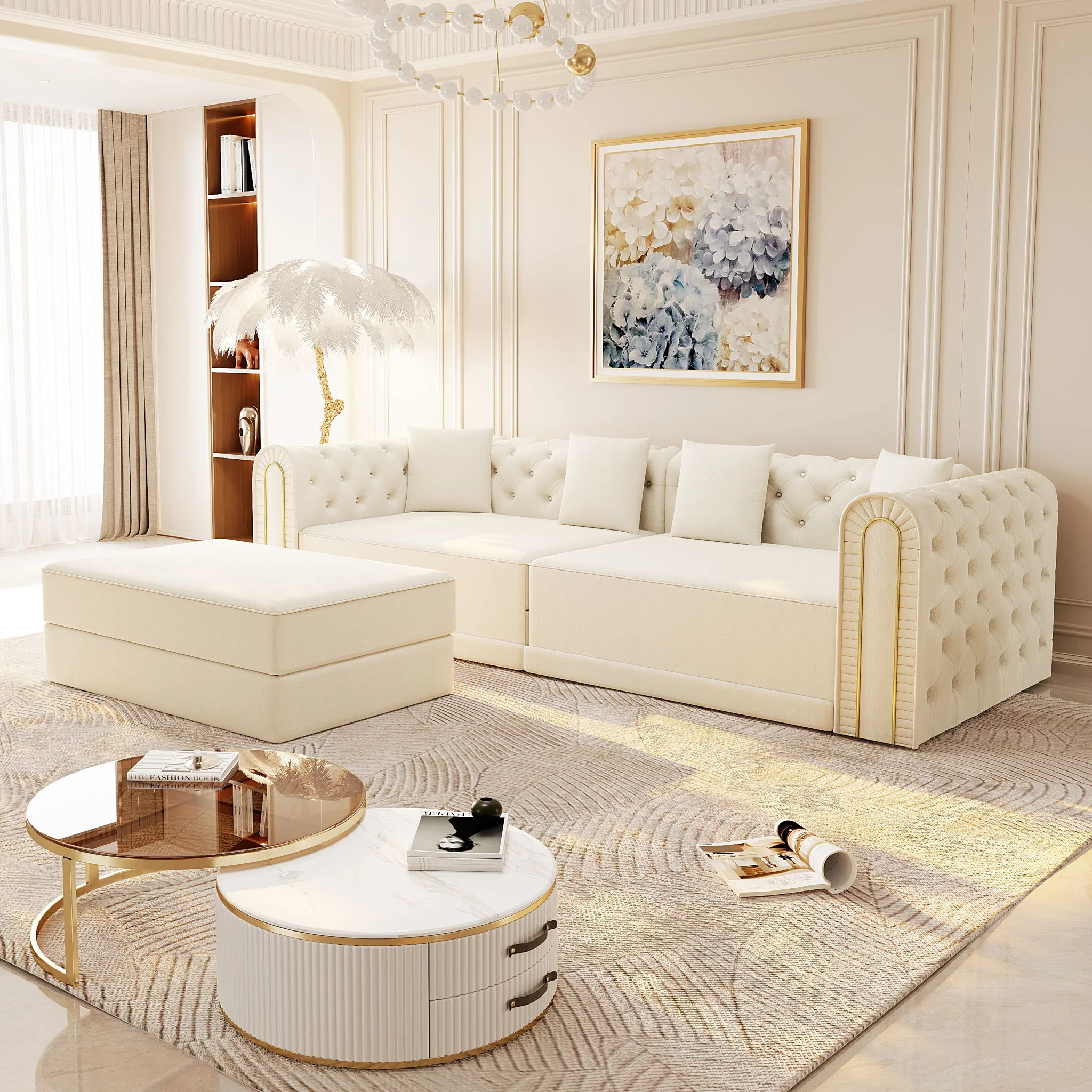 3-In-1 Convertible Sleeper Sofa With Movable Ottoman For Living Room - Image 7