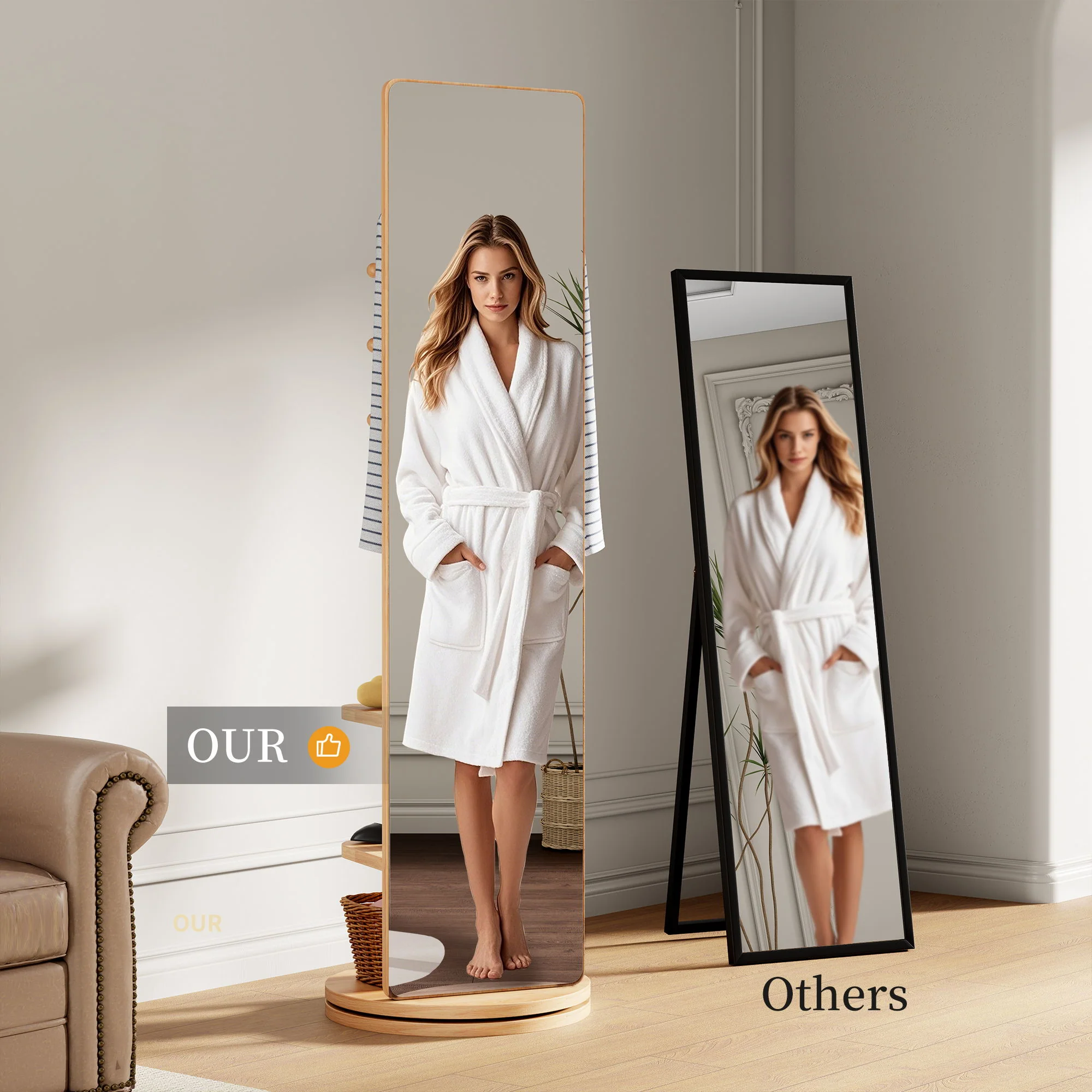 3 In 1 Multifunctional Full Length Clothing Mirror - Image 9
