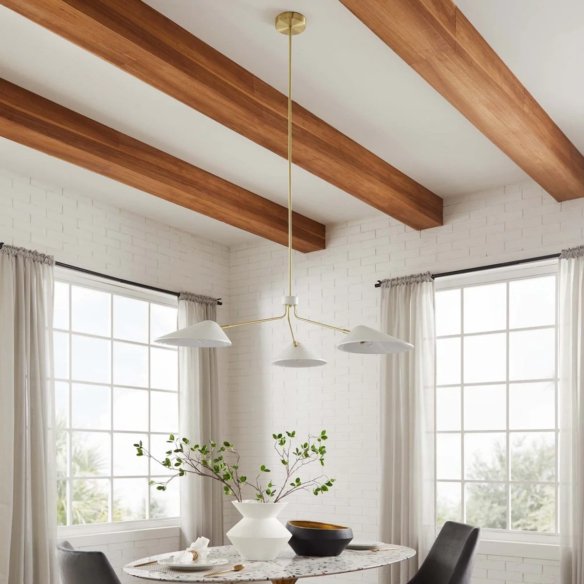 3-Light Modern Metal Arm Pendant Ceiling Light Fixture Contemporary Hanging Lamp - Image 2