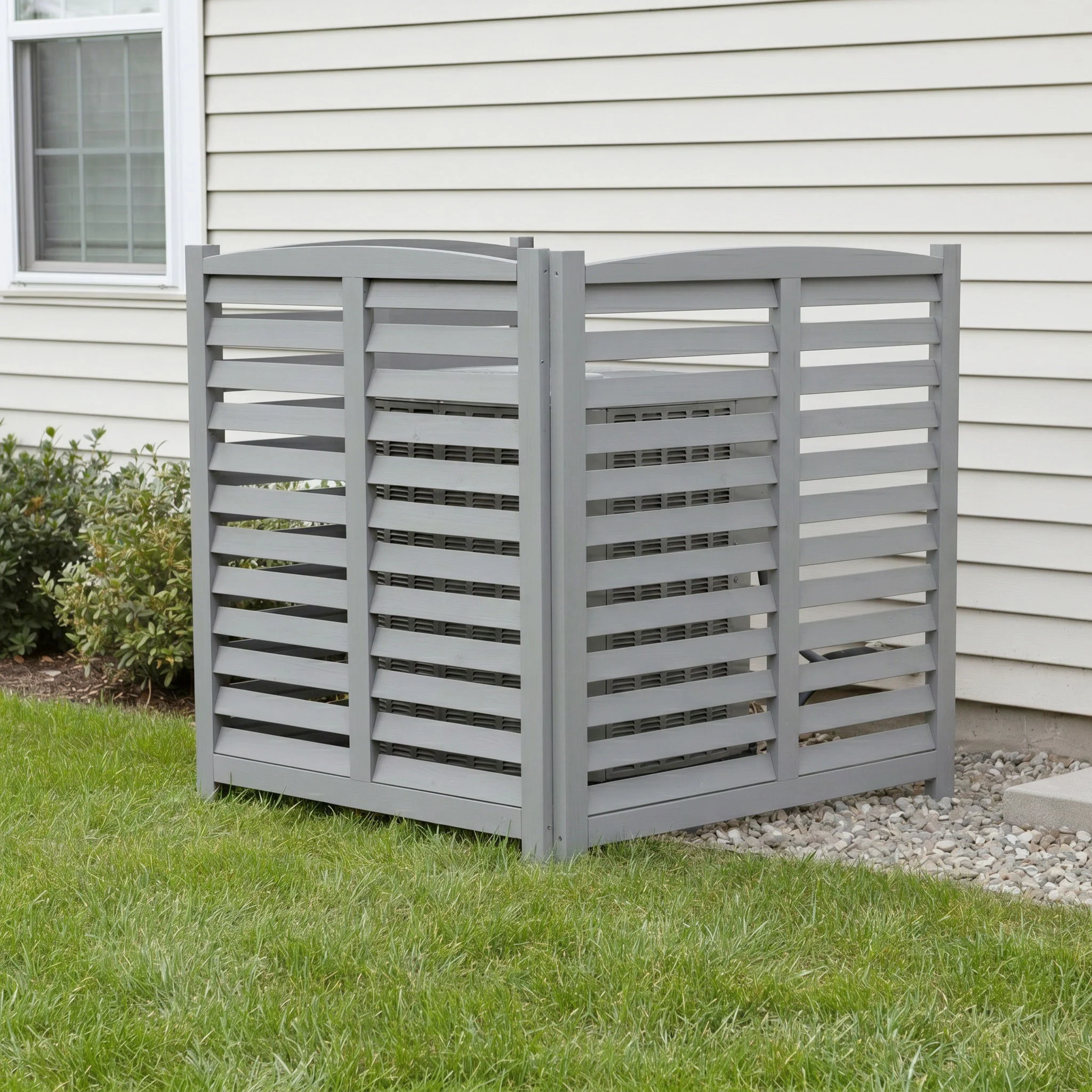 3 Panel Outdoor Wooden Air Conditioner Fence - Image 10