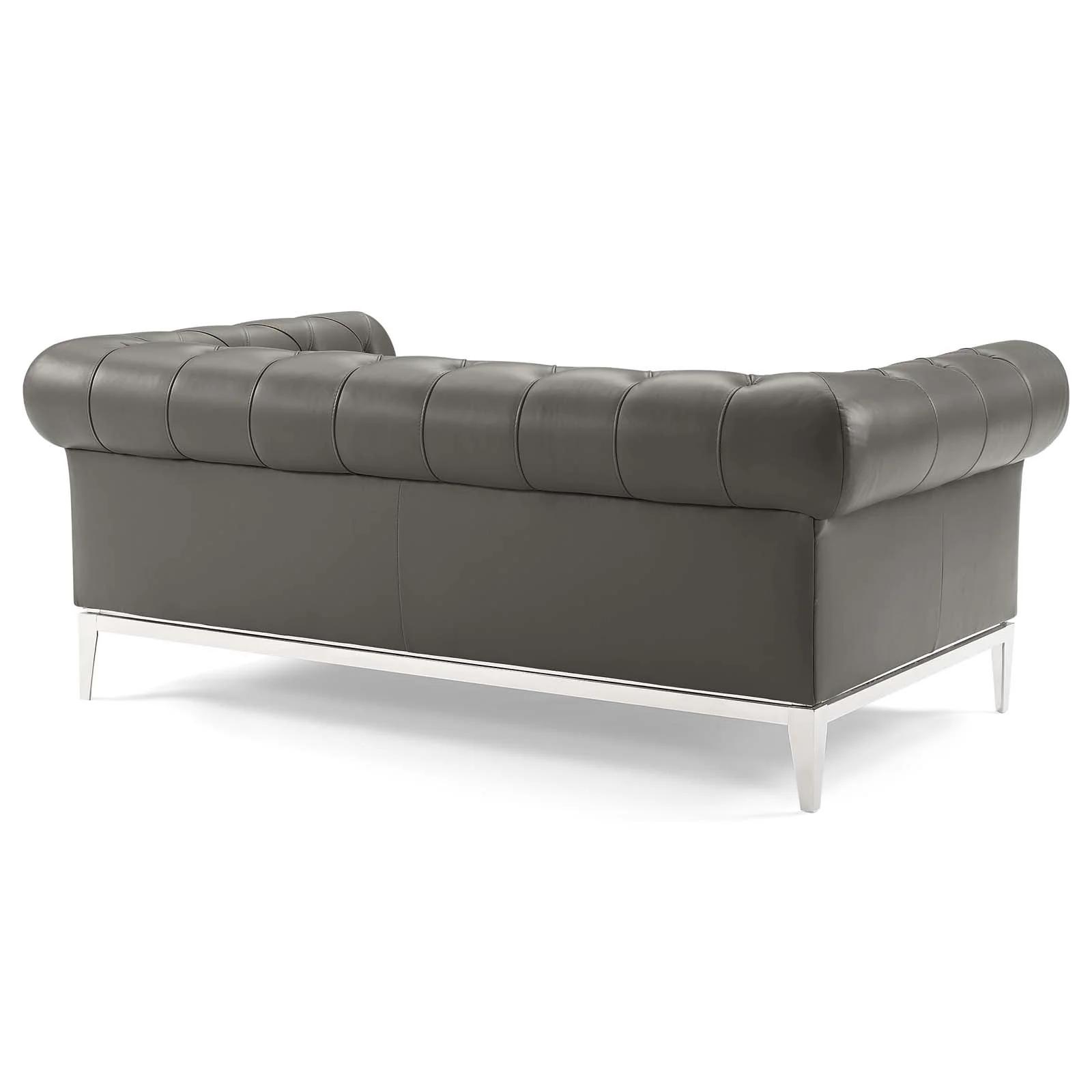 3 Piece 109" Leather Chesterfield Loveseat and 2 Armchair Set - Image 4