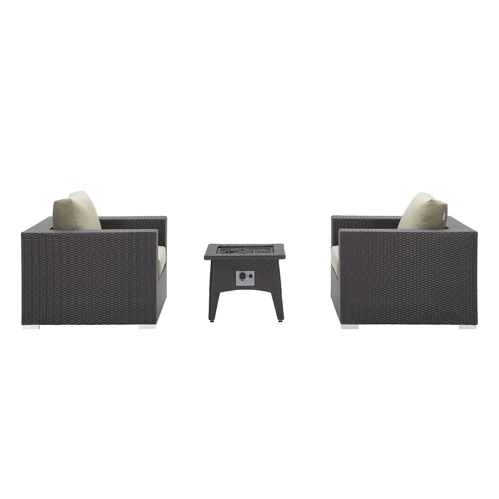 3-Piece Espresso Wicker Outdoor Patio Set with Fire Pit, All-Weather Wicker - Image 30