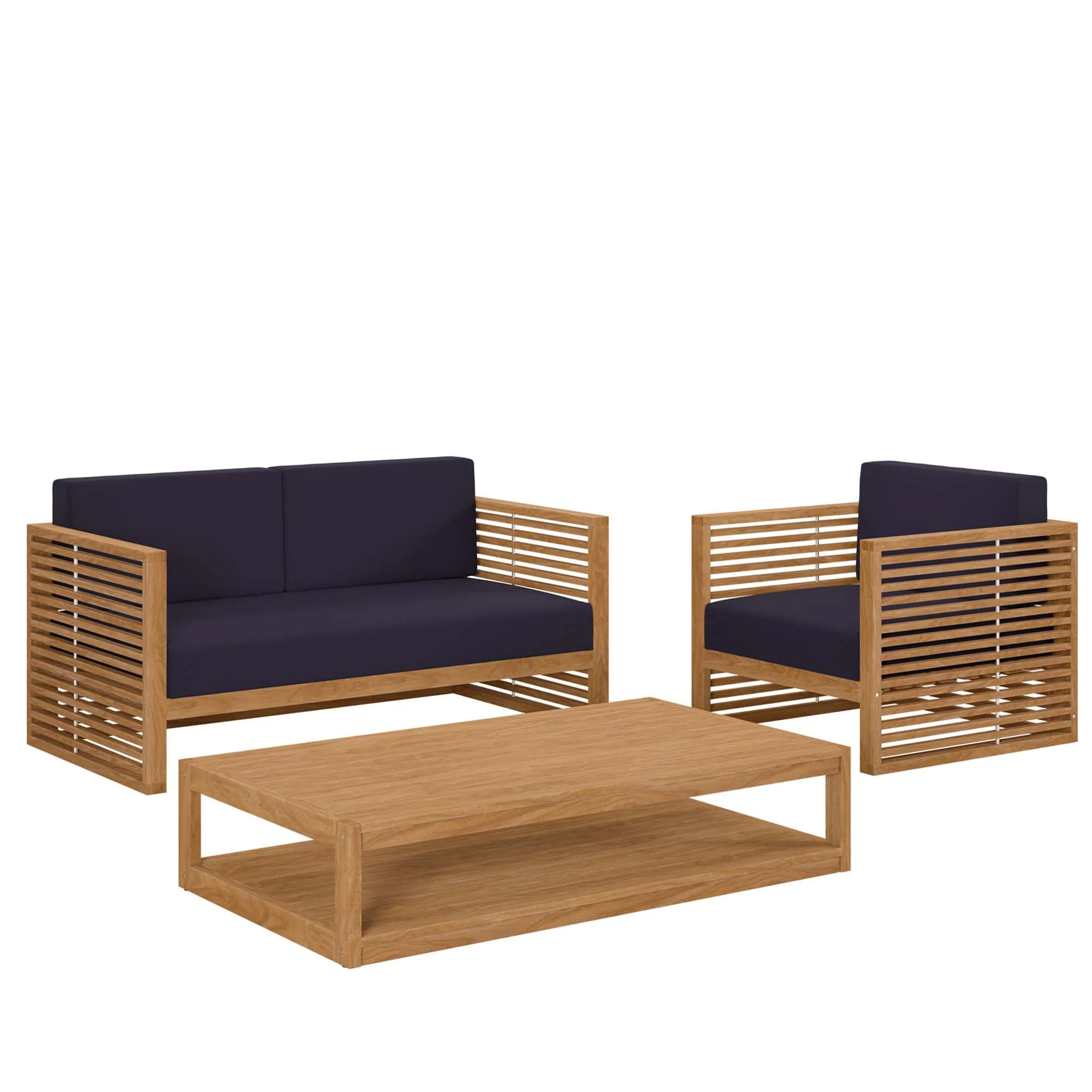 3-Piece Natural Teak Patio Furniture Set with Cushions for Patio & Deck - Image 15