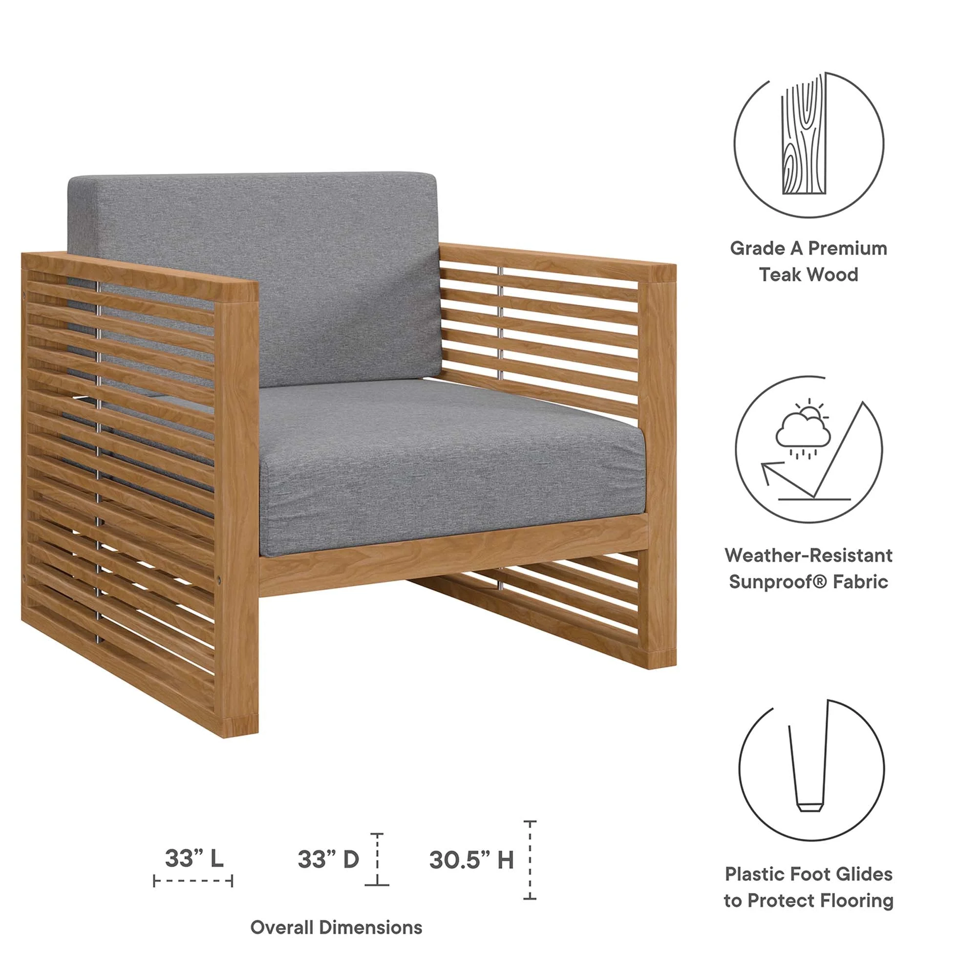3-Piece Natural Teak Patio Furniture Set with Cushions for Patio & Deck - Image 31