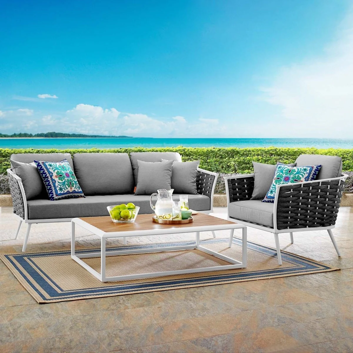 3-Piece Outdoor Patio Aluminum Sectional Sofa Set - Image 9