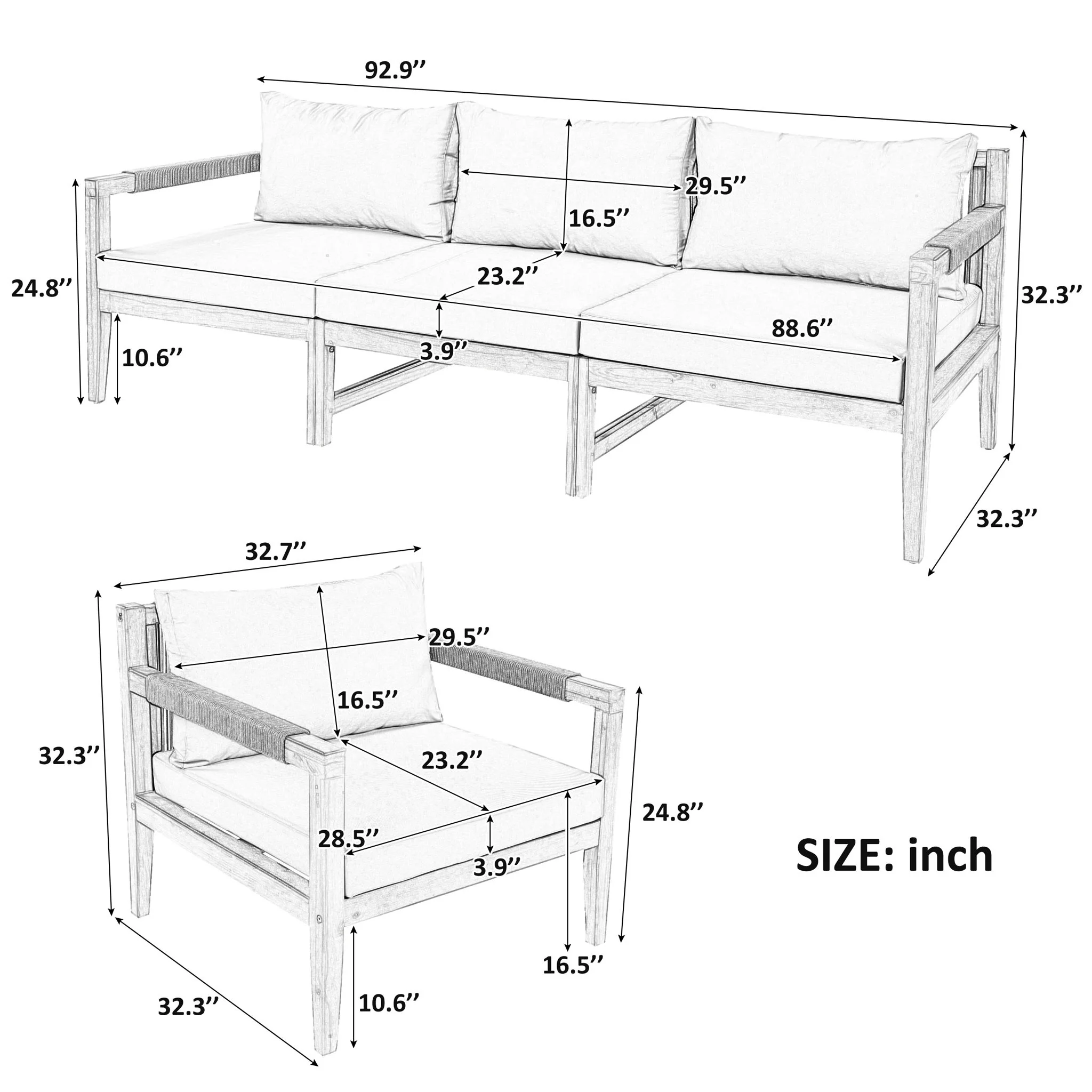 3 Piece Outdoor Sectional Sofa Set - Image 14