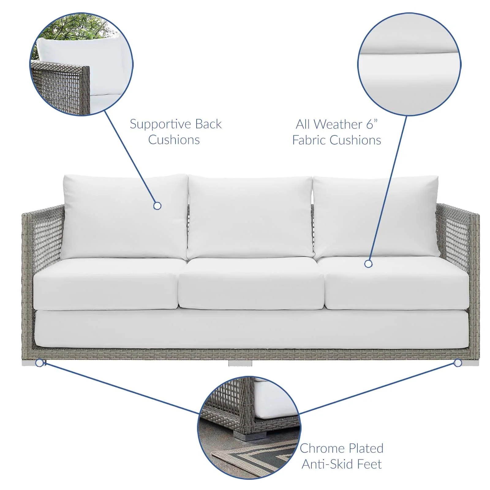 3-Piece Wicker Rattan Outdoor Patio Set for Garden, Balcony and Poolside Seating Ensemble - Image 2