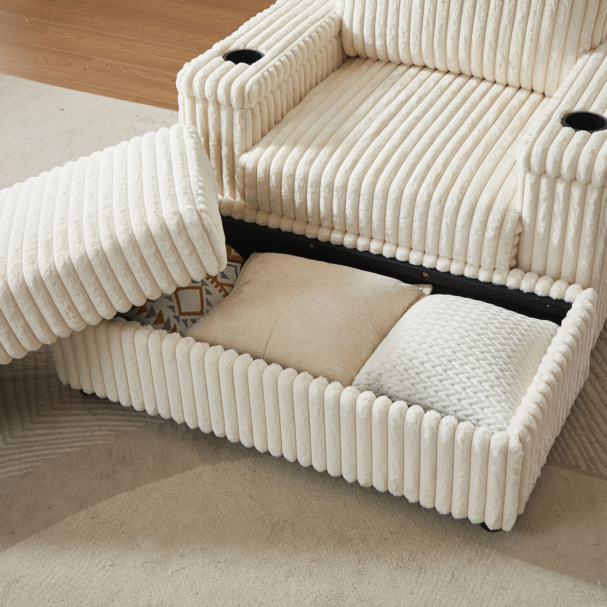 3 Seater Sofa With 2 Ottomans For Living Room - Image 10