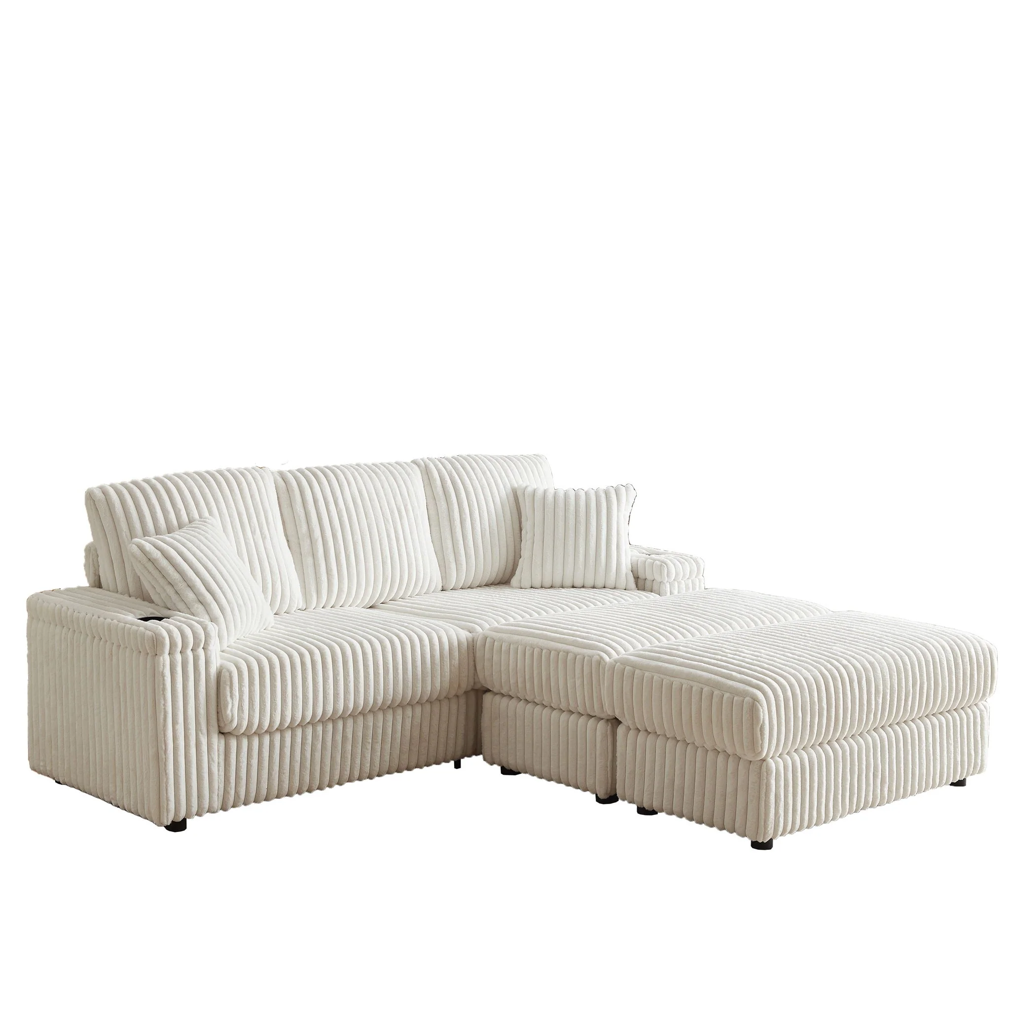 3 Seater Sofa With 2 Ottomans For Living Room - Image 11