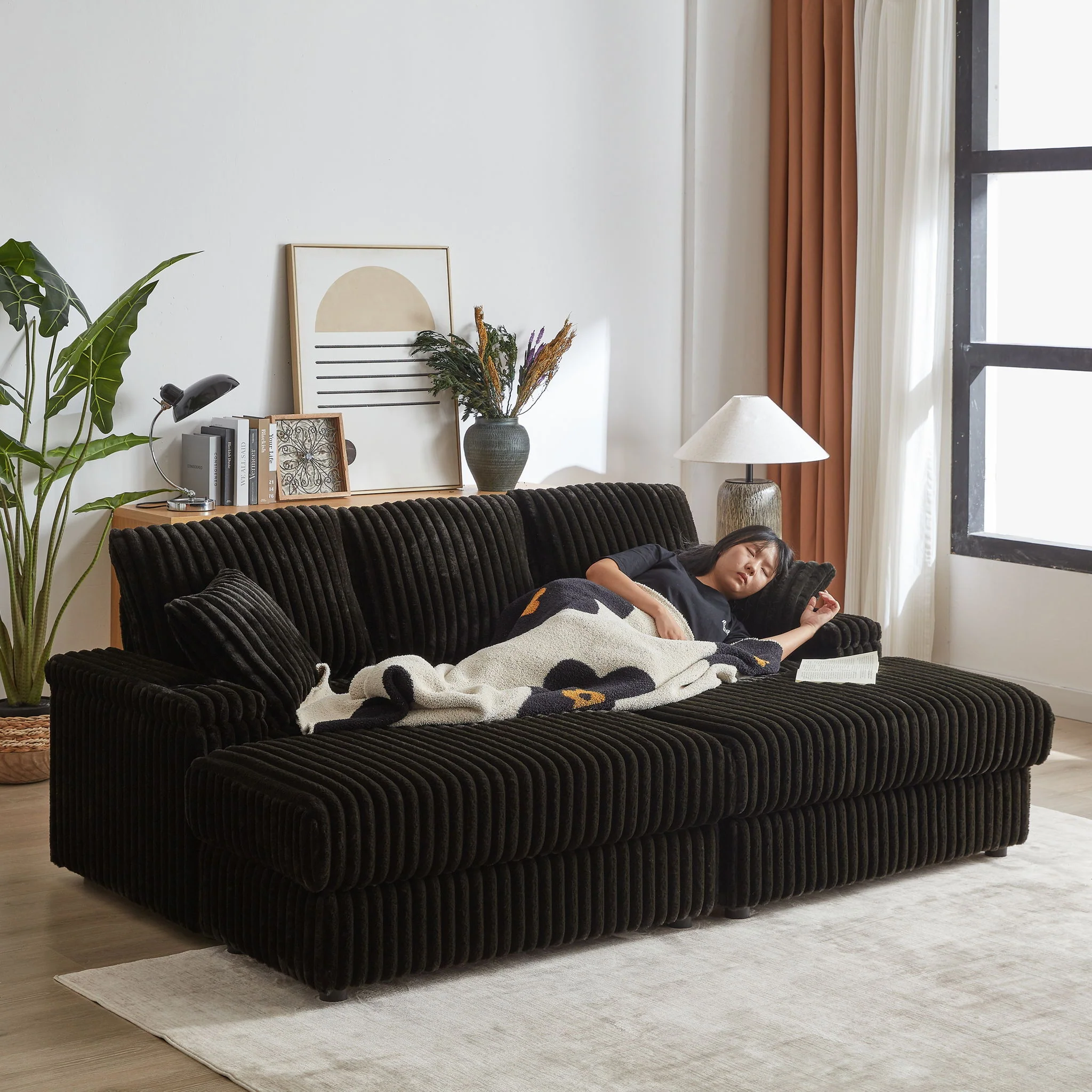 3 Seater Sofa With 2 Ottomans For Living Room - Image 12