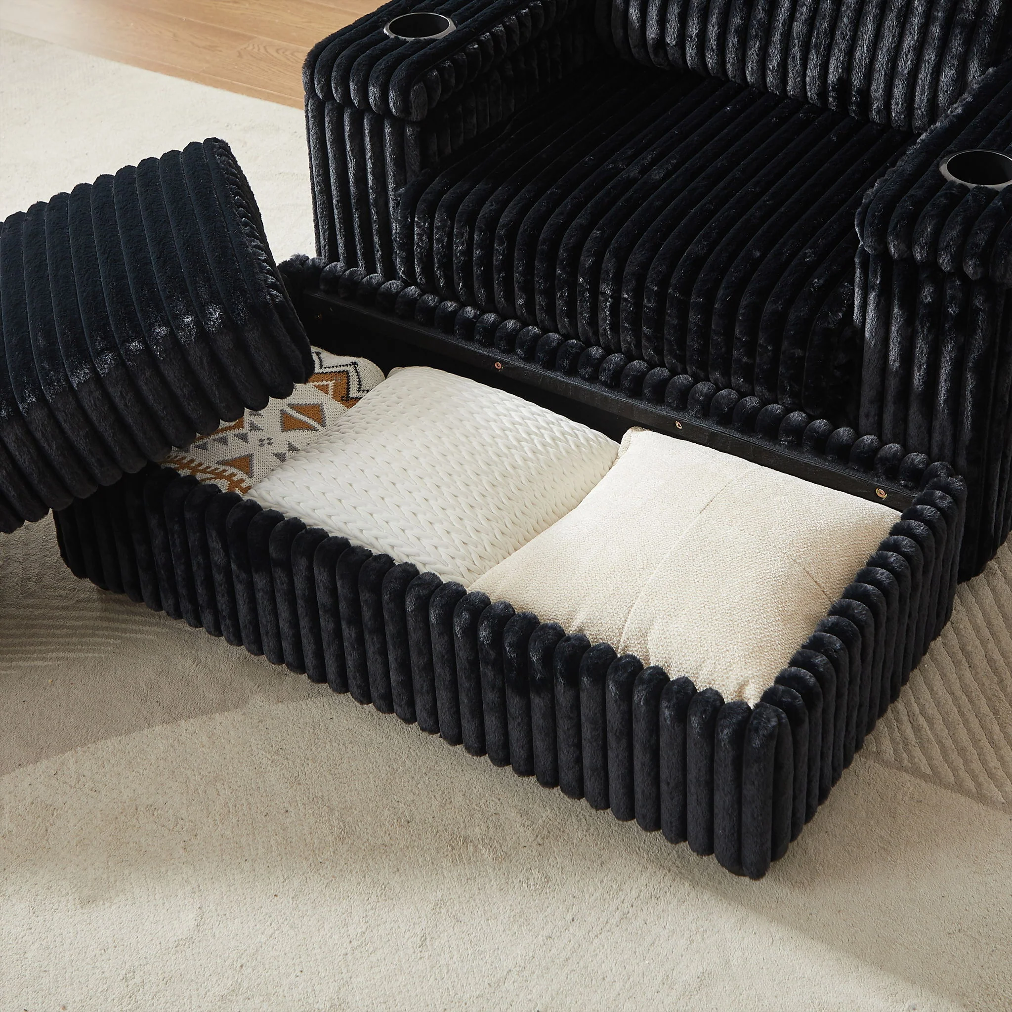 3 Seater Sofa With 2 Ottomans For Living Room - Image 14
