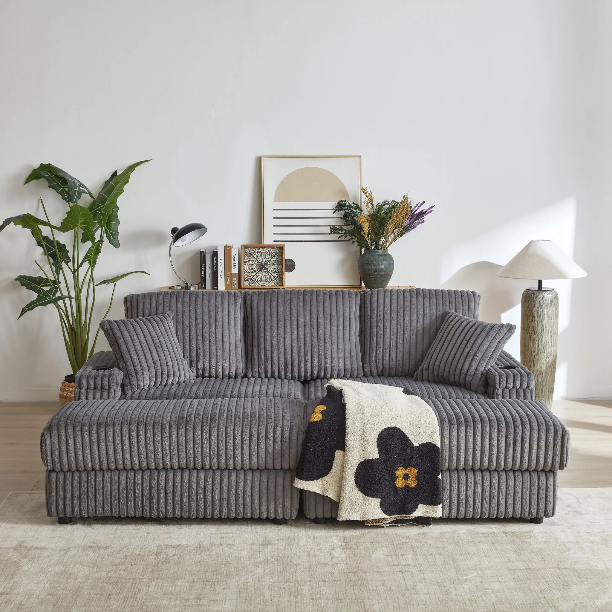 3 Seater Sofa With 2 Ottomans For Living Room - Image 20