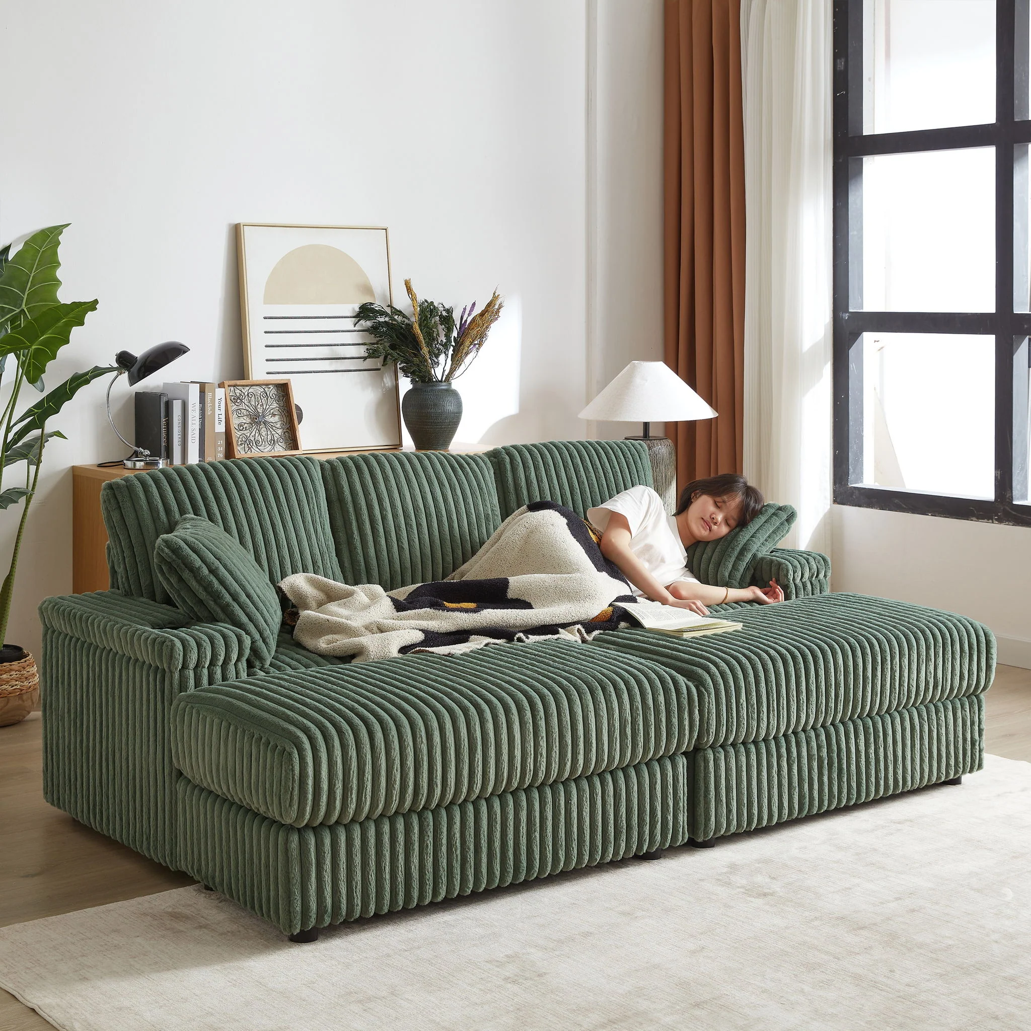 3 Seater Sofa With 2 Ottomans For Living Room - Image 29