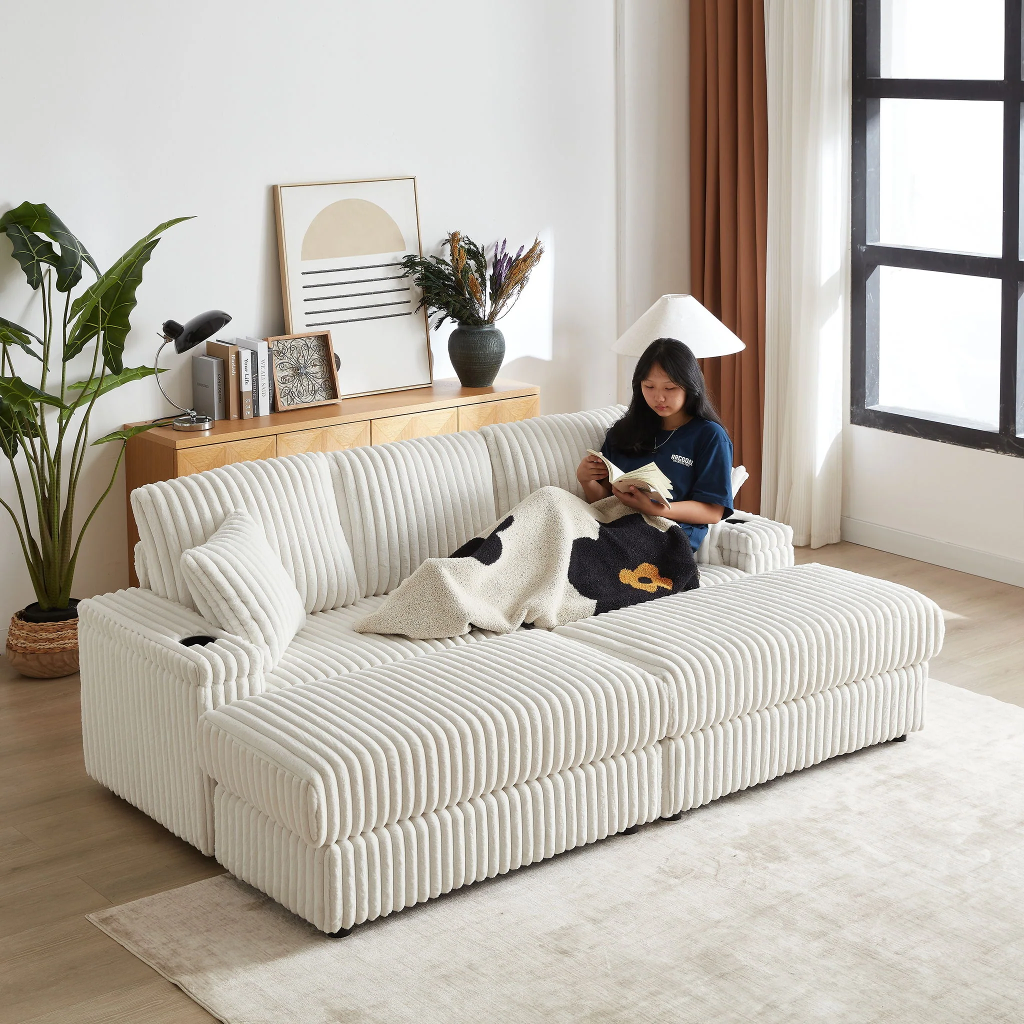 3 Seater Sofa With 2 Ottomans For Living Room - Image 31