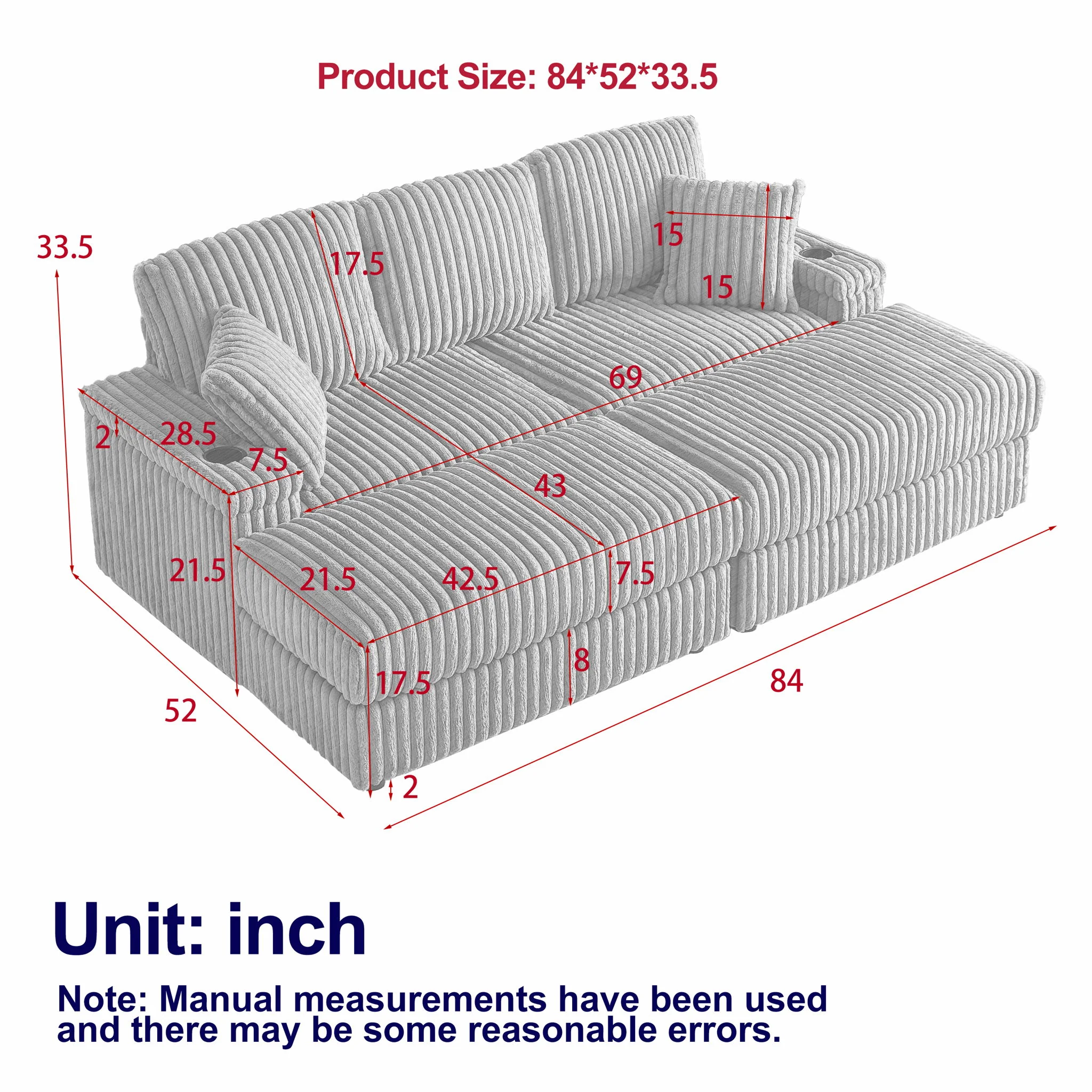 3 Seater Sofa With 2 Ottomans For Living Room - Image 32