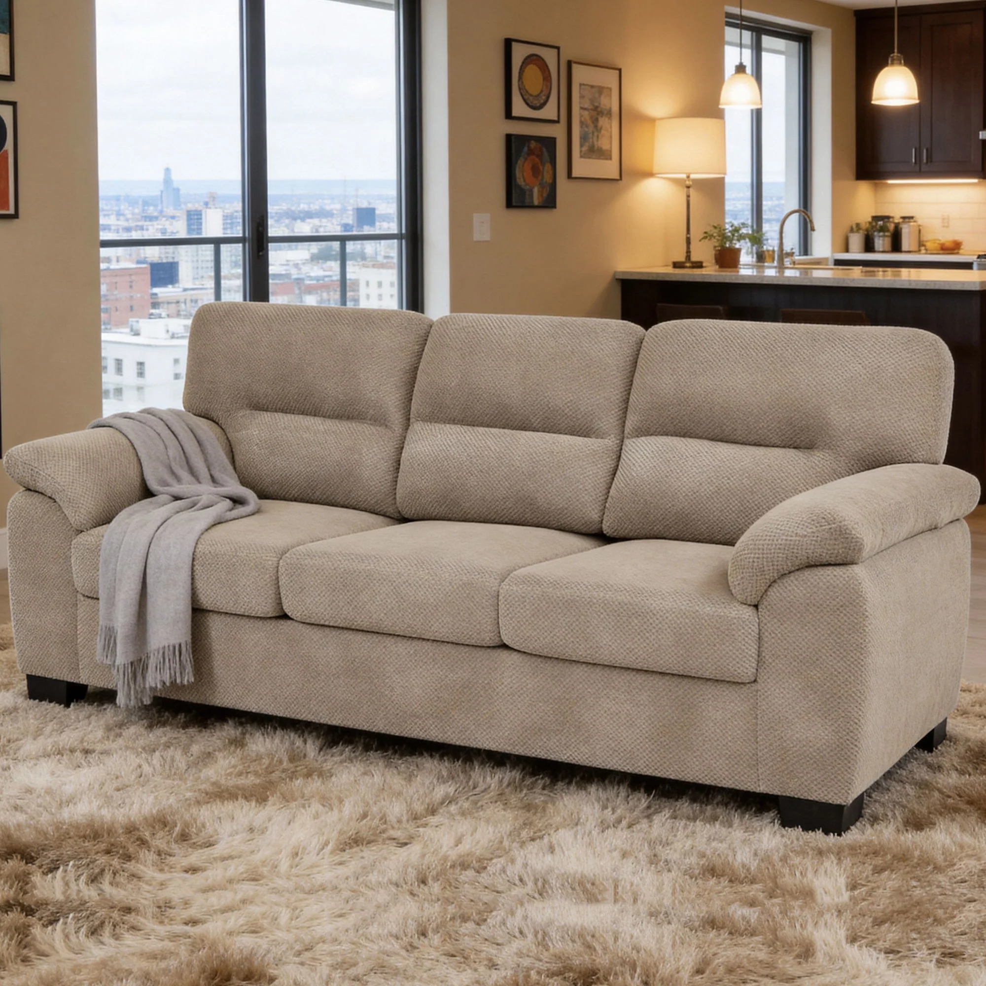3 Seater Sofa With Padded Armrests And Triangular Leg - Image 19