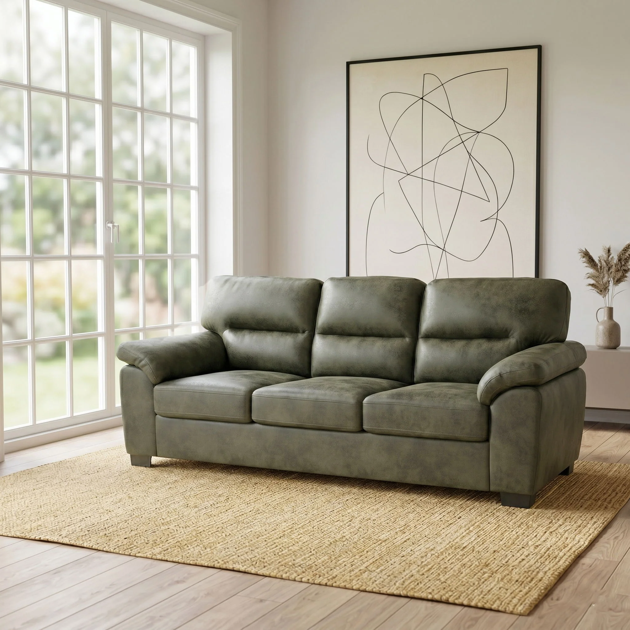 3 Seater Sofa With Padded Armrests And Triangular Leg - Image 29
