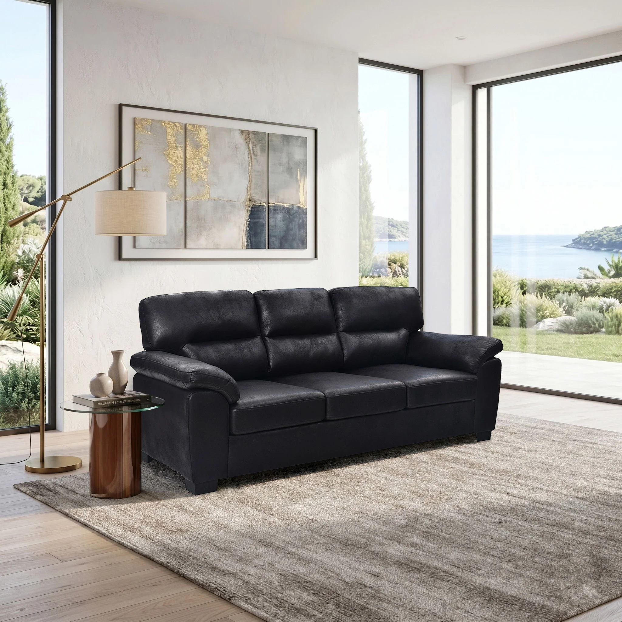 3 Seater Sofa With Padded Armrests And Triangular Leg - Image 46