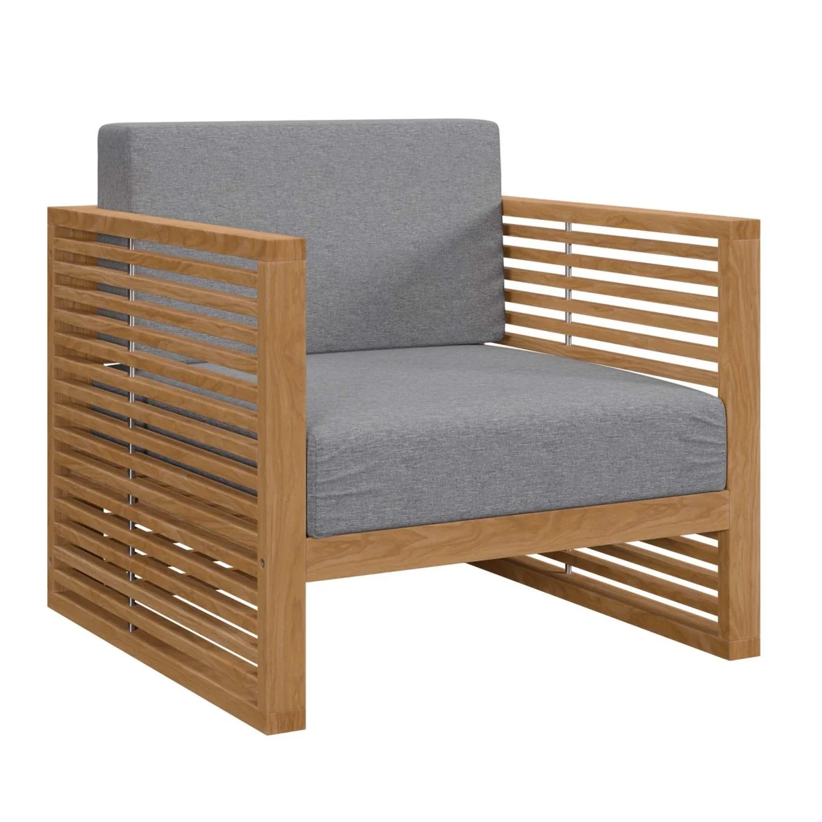 33" Natural Teak Outdoor Patio Armchair with Cushions for Garden, Deck and Poolside - Image 9