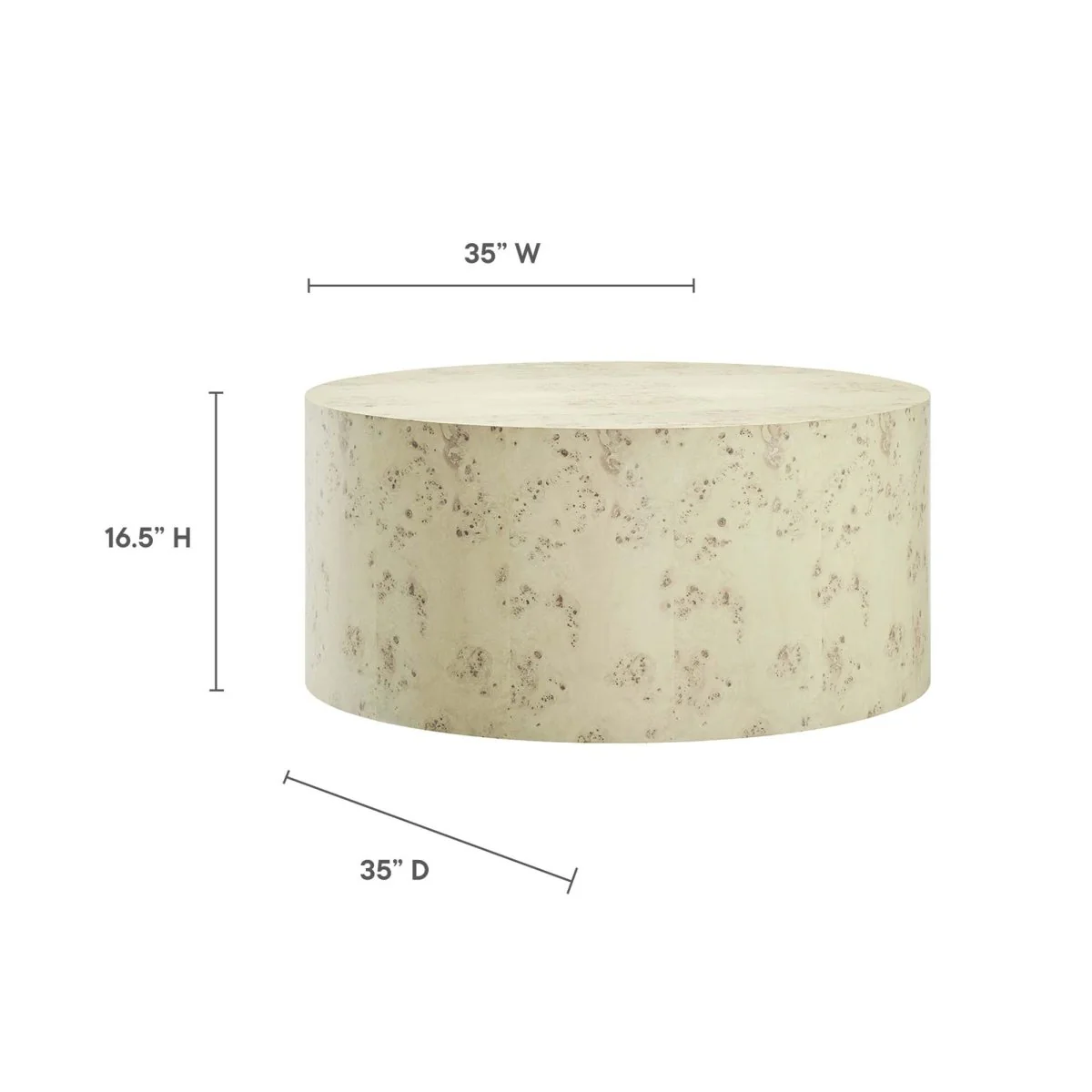 35 Inch Sophisticated Round Burl Wood Coffee Table - Image 4