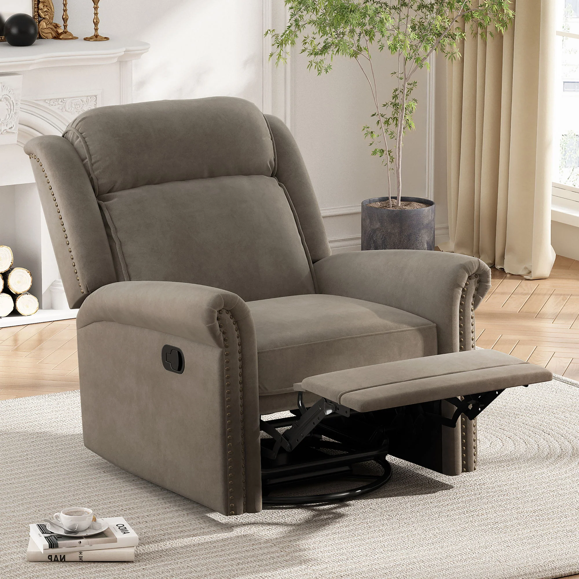360 Degrees Swivel Recliner Manual Rocking Recliner Home With Adjustable Backrest - Image 14