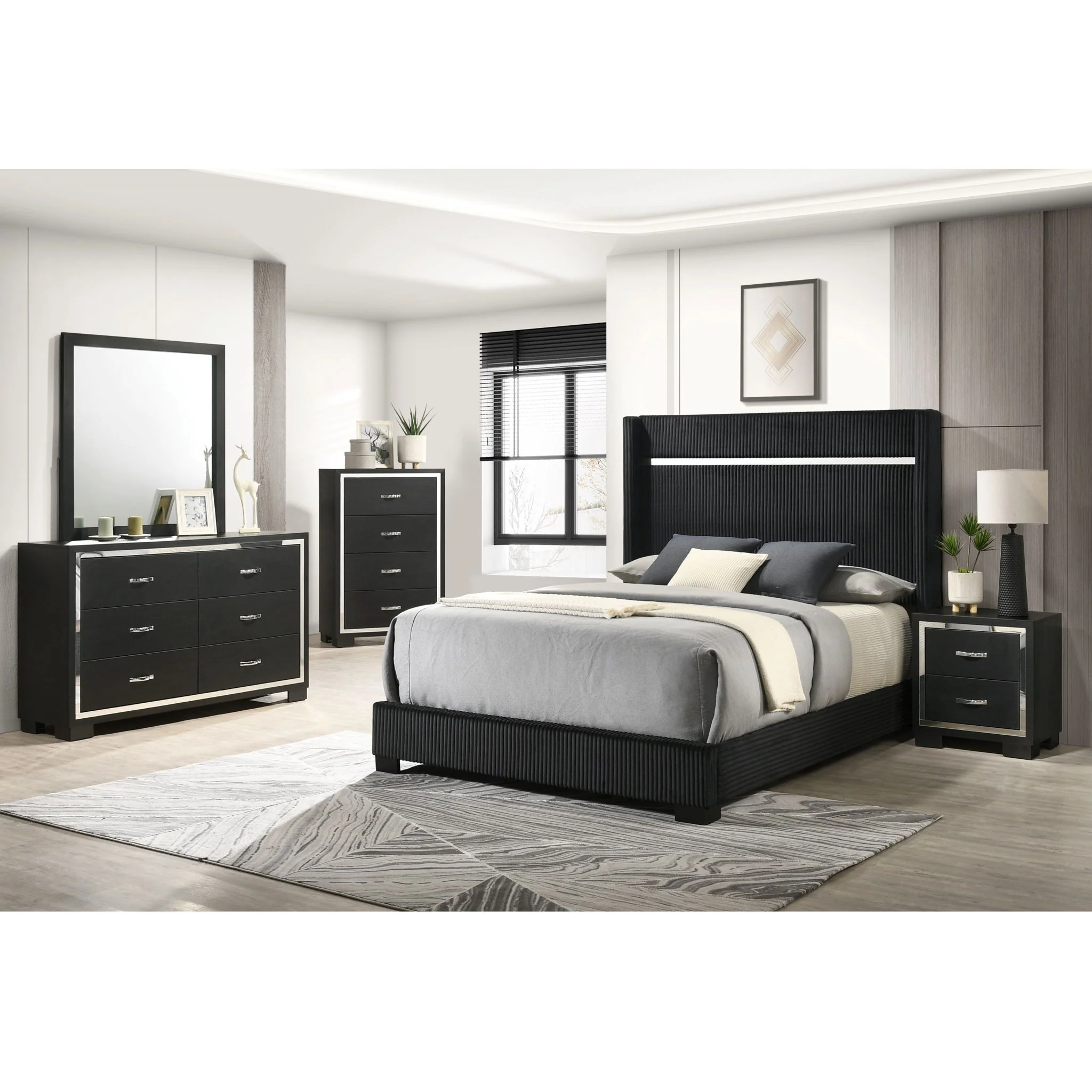 4 Drawer Bedroom Chest With Handles Furniture - Black - Image 2