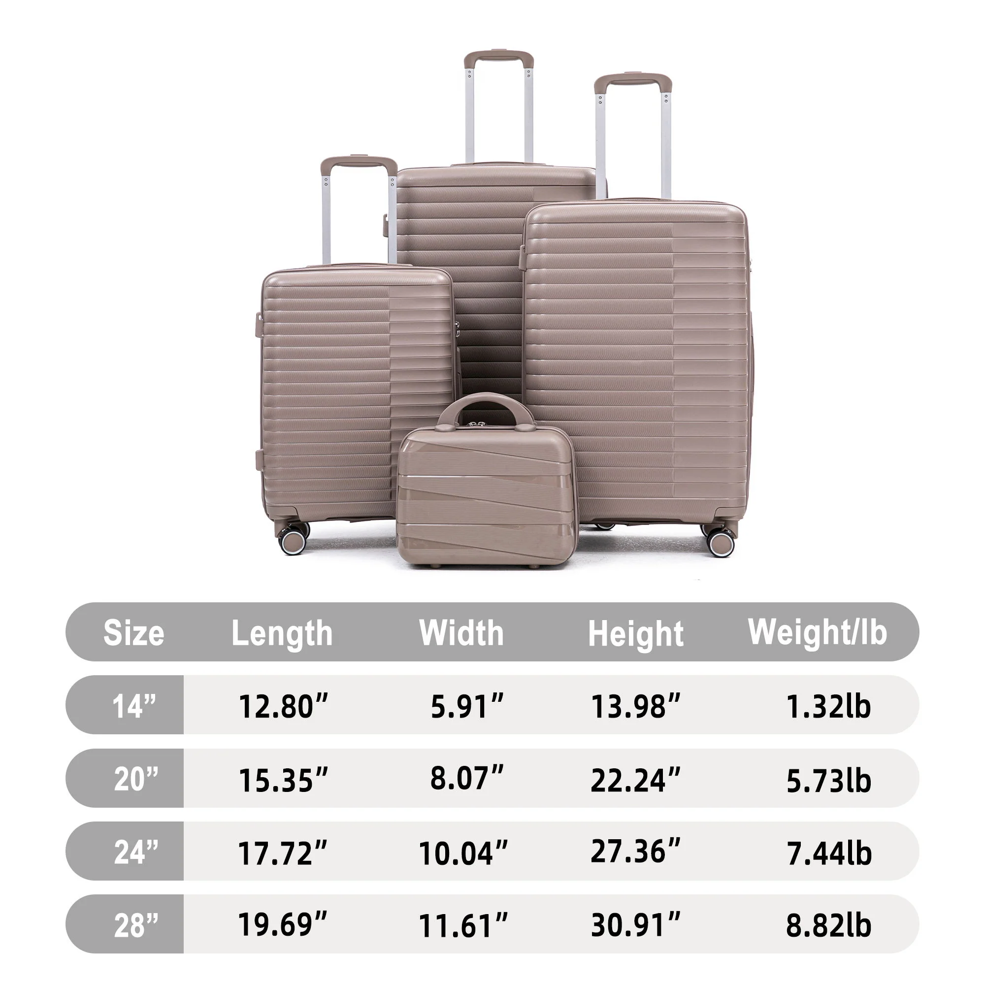 4 Piece Luggage Set, Combination Lock - Image 36