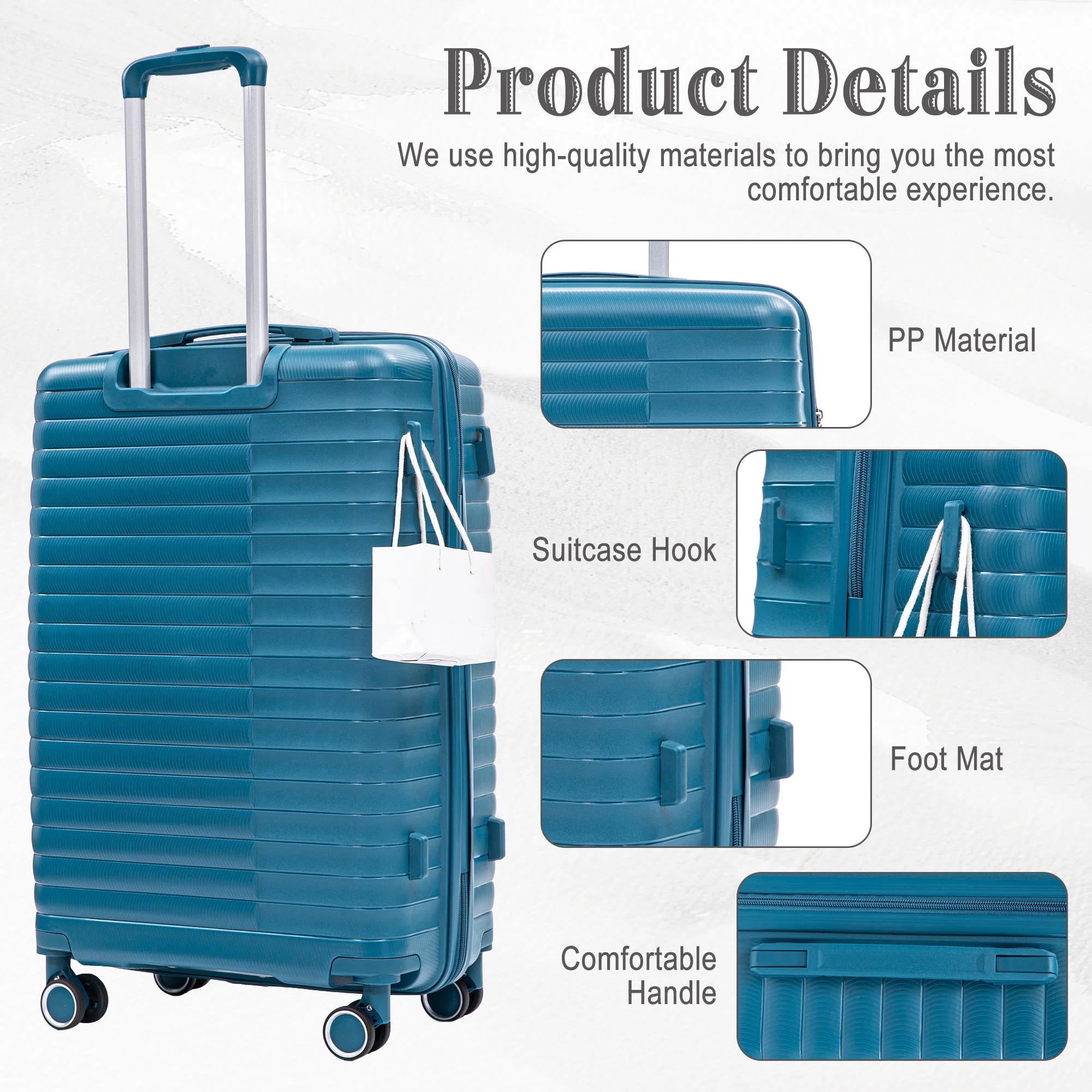 4 Piece Luggage Set, Combination Lock - Image 38