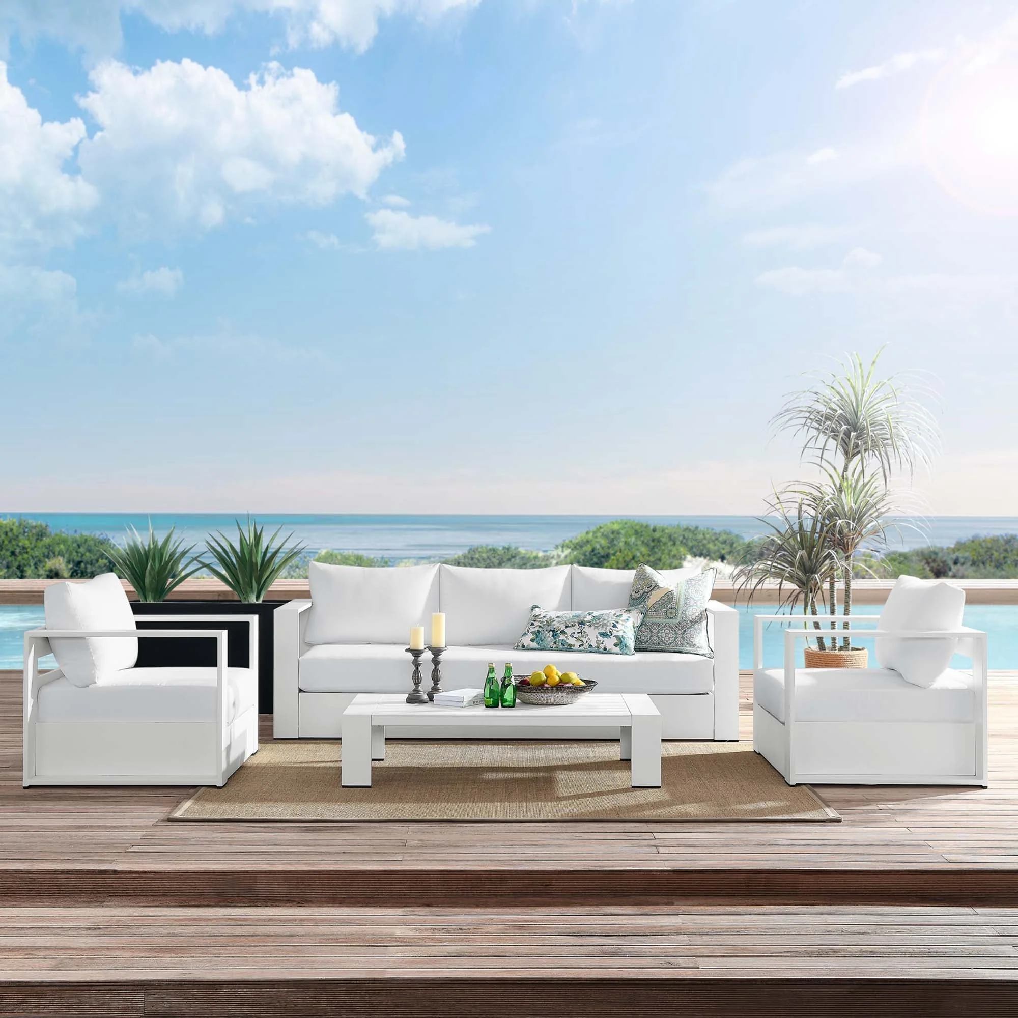 4-Piece Outdoor Aluminum Patio Set Complete Modern Dining and Seating Set for Patio - Image 30