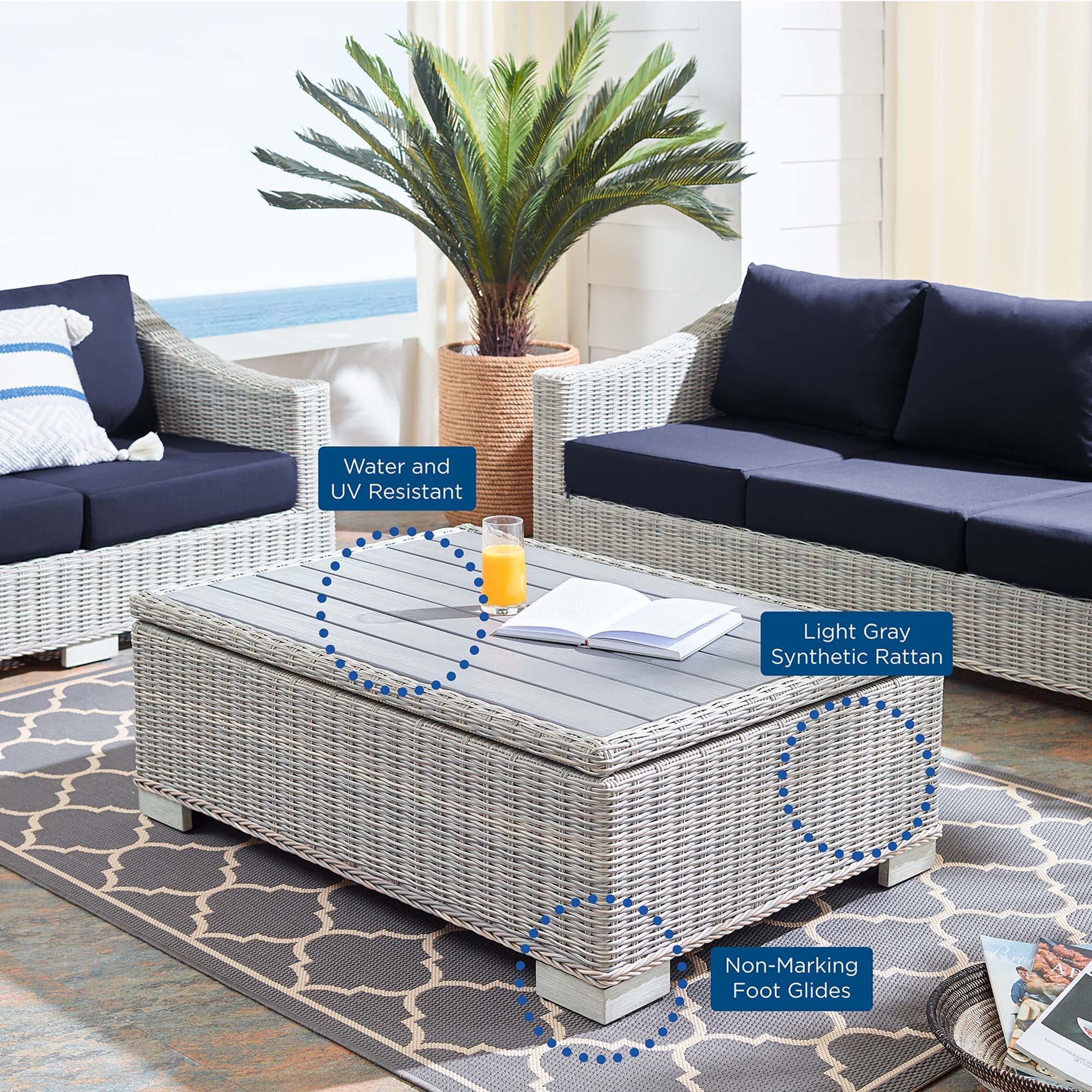 4-Piece Wicker Patio Furniture Set with Sunbrella Cushions for Outdoor Living - Image 4