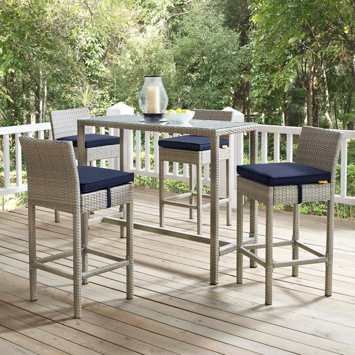 40" Wicker Rattan Outdoor Bar Stool Collection - Durable Weather-Resistant Patio Seating - Image 5